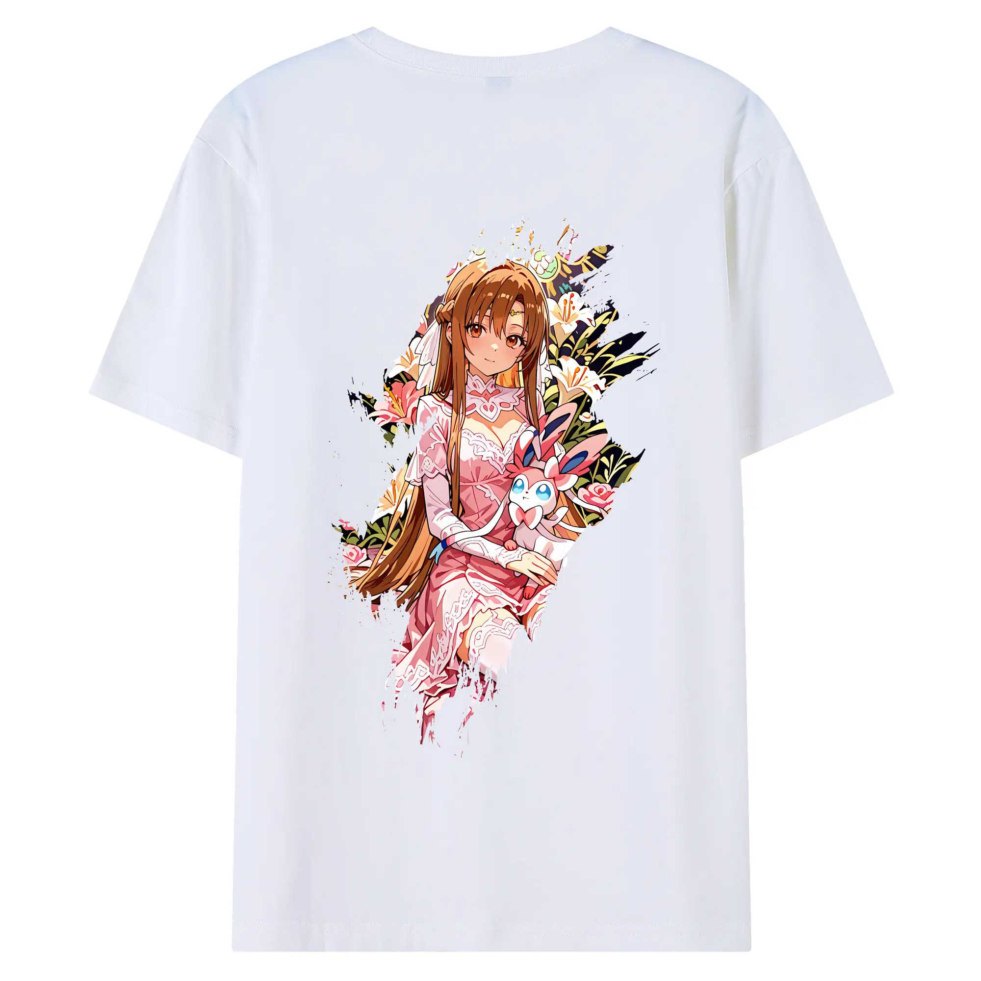 ソードアートオンライン グッズ アスナ - 綿100％ 半袖Tシャツ ・ バックプリント ・ 快適 通気性 ・ 日常使い 散歩 スポーツ用