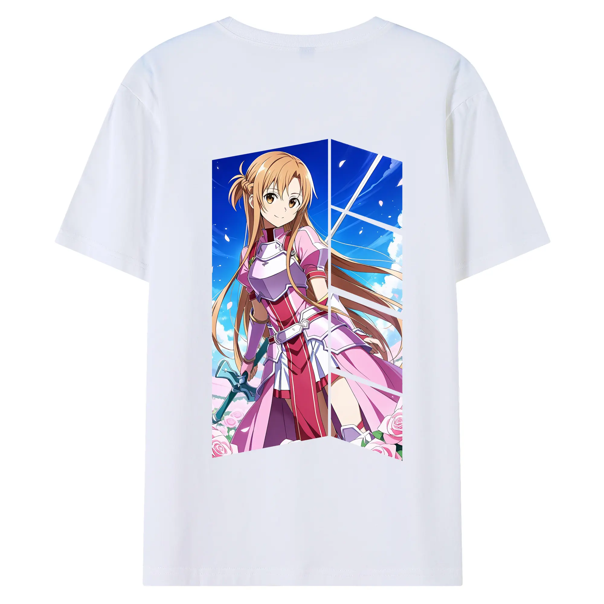 ソードアートオンライン グッズ アスナ - 綿100％ 半袖Tシャツ ・ バックプリント ・ 快適 通気性 ・ 日常使い 散歩 スポーツ用