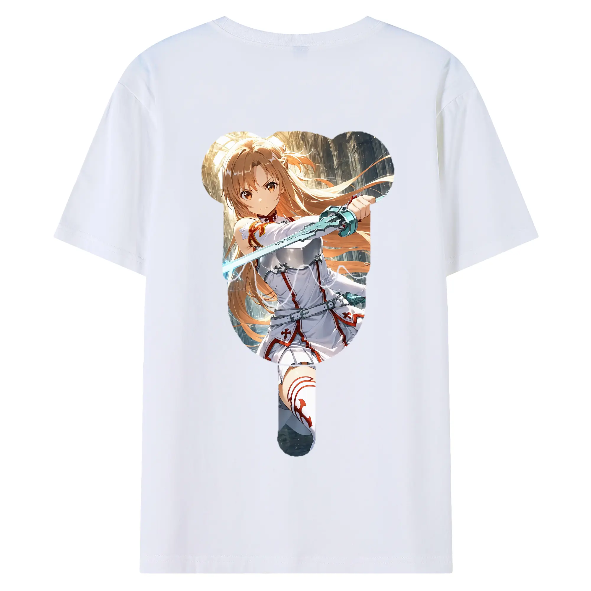 ソードアートオンライン グッズ アスナ - 綿100％ 半袖Tシャツ ・ バックプリント ・ 快適 通気性 ・ 日常使い 散歩 スポーツ用