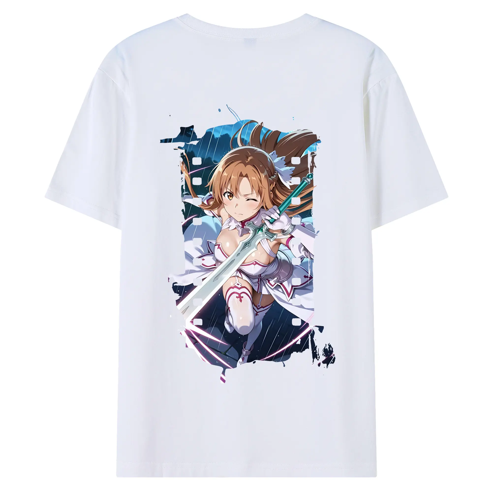 ソードアートオンライン グッズ アスナ - 綿100％ 半袖Tシャツ ・ バックプリント ・ 快適 通気性 ・ 日常使い 散歩 スポーツ用