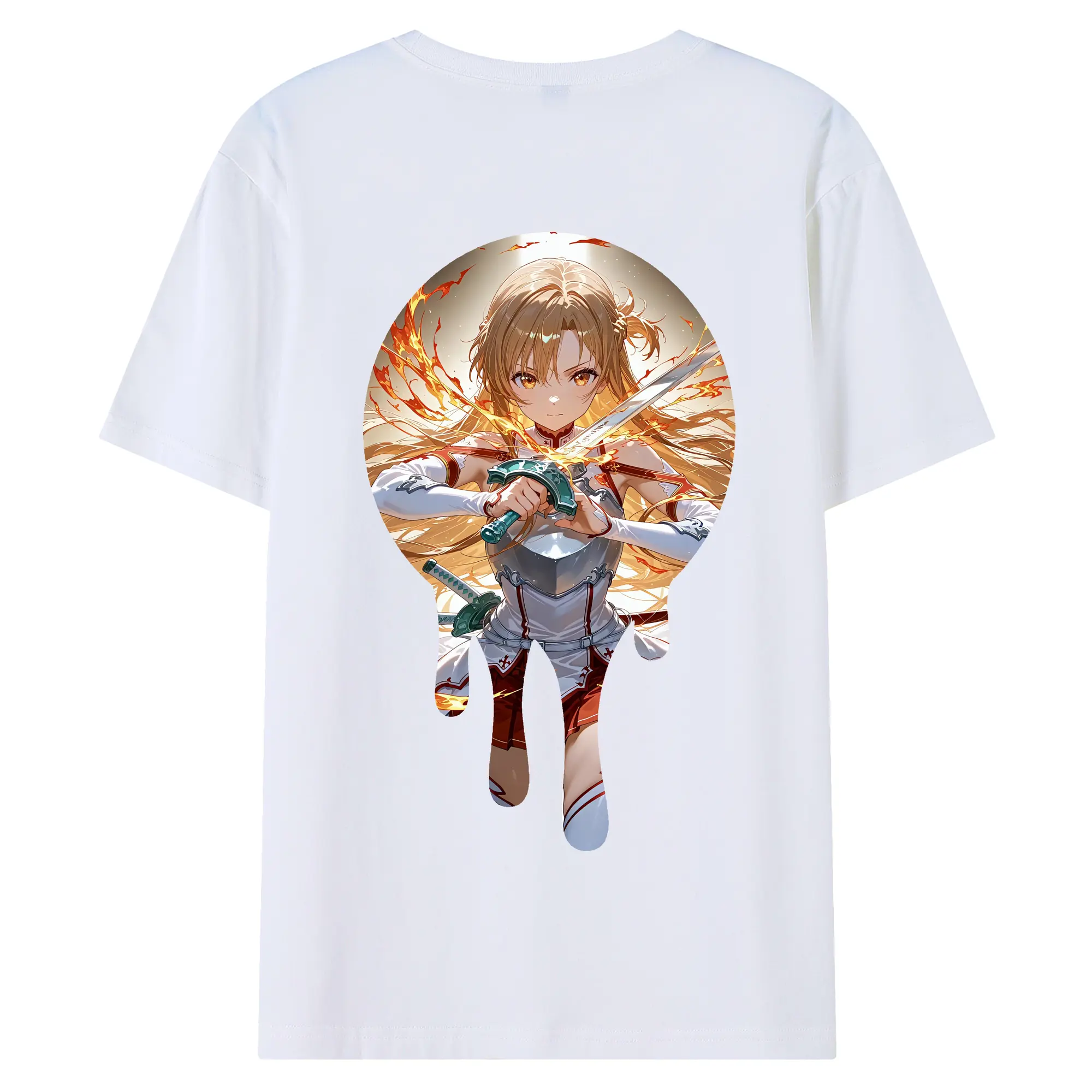 ソードアートオンライン グッズ アスナ - 綿100％ 半袖Tシャツ ・ バックプリント ・ 快適 通気性 ・ 日常使い 散歩 スポーツ用