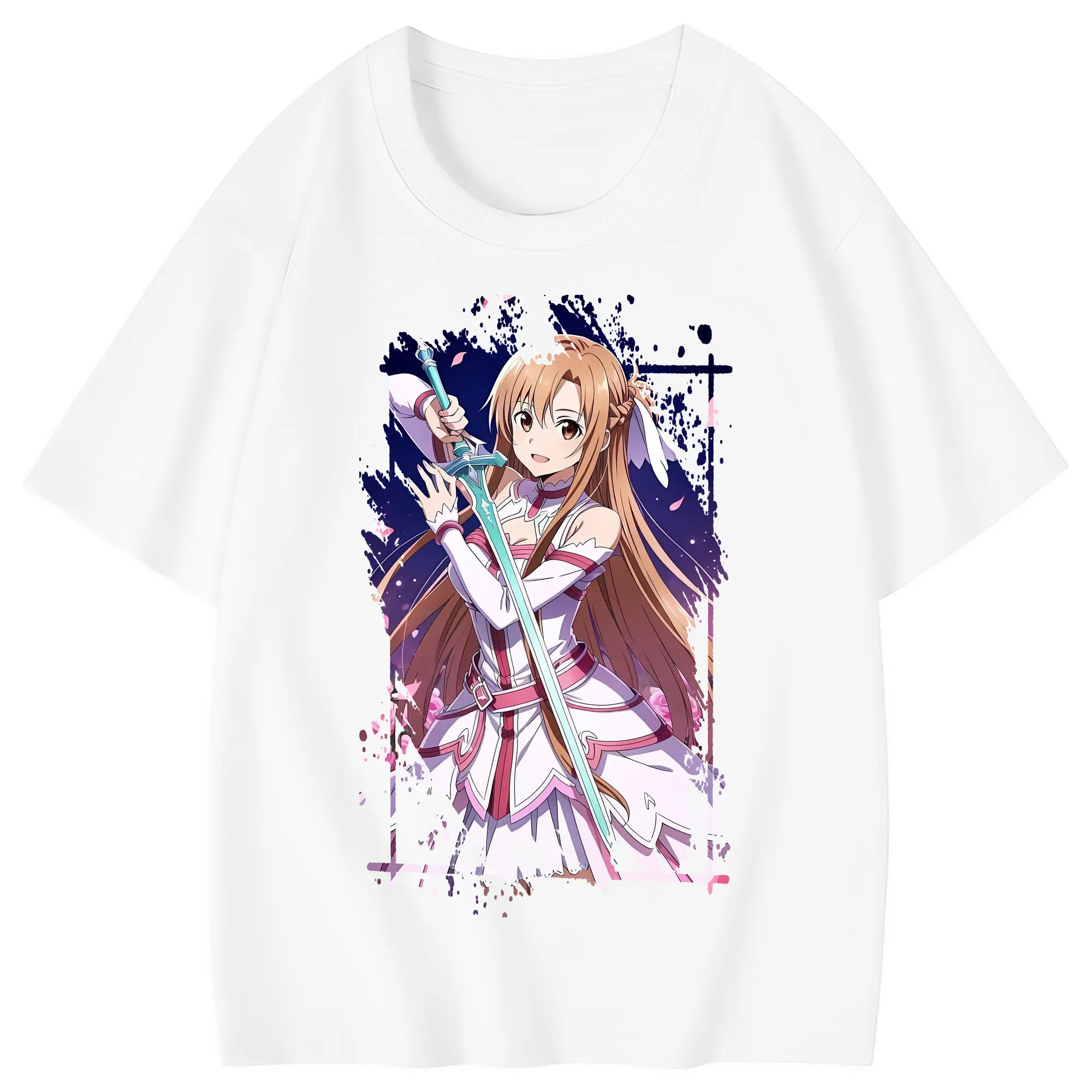 ソードアートオンライン グッズ アスナ - 綿100％ キッズTシャツ ・ フロントプリント ・ 快適 通気性 ・ スポーツ カジュアル 散歩用