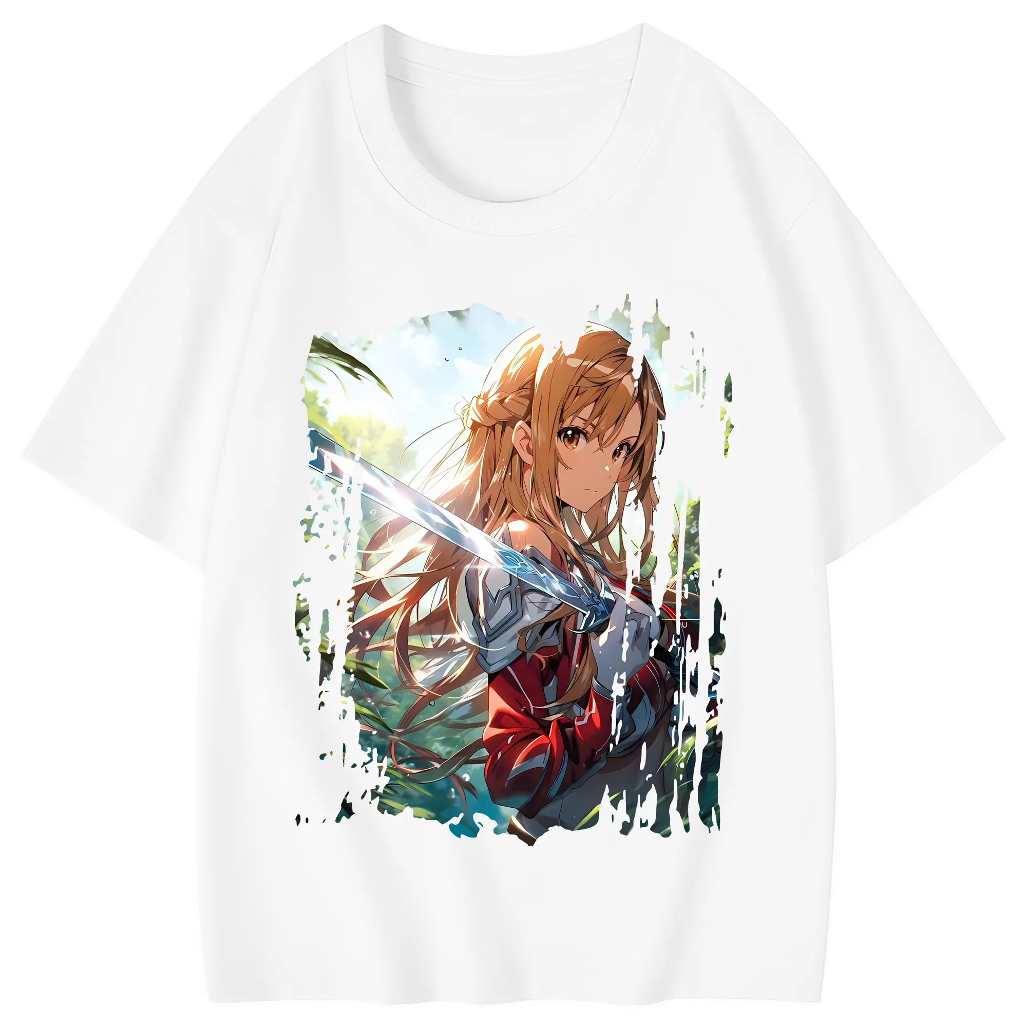 ソードアートオンライン グッズ アスナ - 綿100％ キッズTシャツ ・ フロントプリント ・ 快適 通気性 ・ スポーツ カジュアル 散歩用