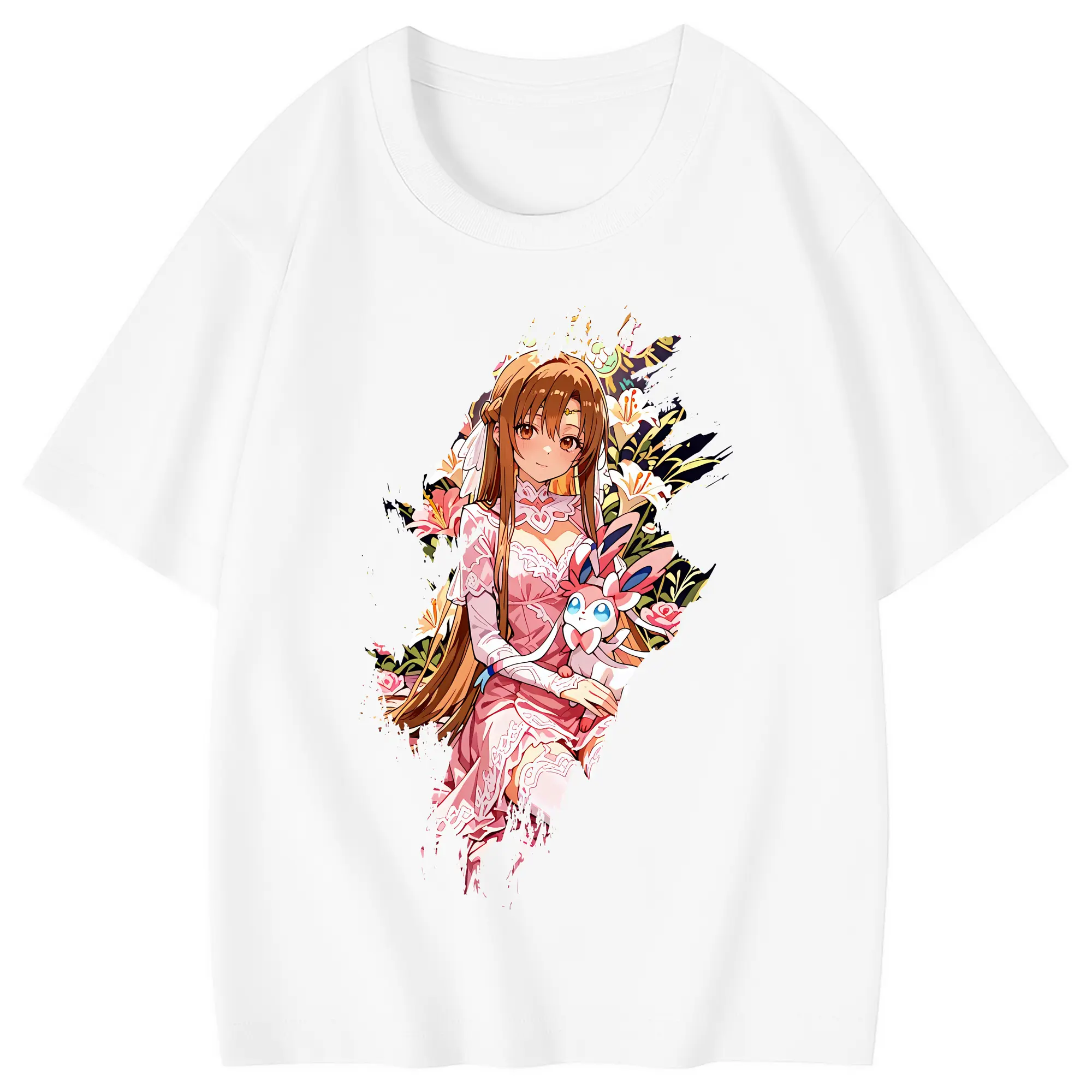 ソードアートオンライン グッズ アスナ - 綿100％ キッズTシャツ ・ フロントプリント ・ 快適 通気性 ・ スポーツ カジュアル 散歩用