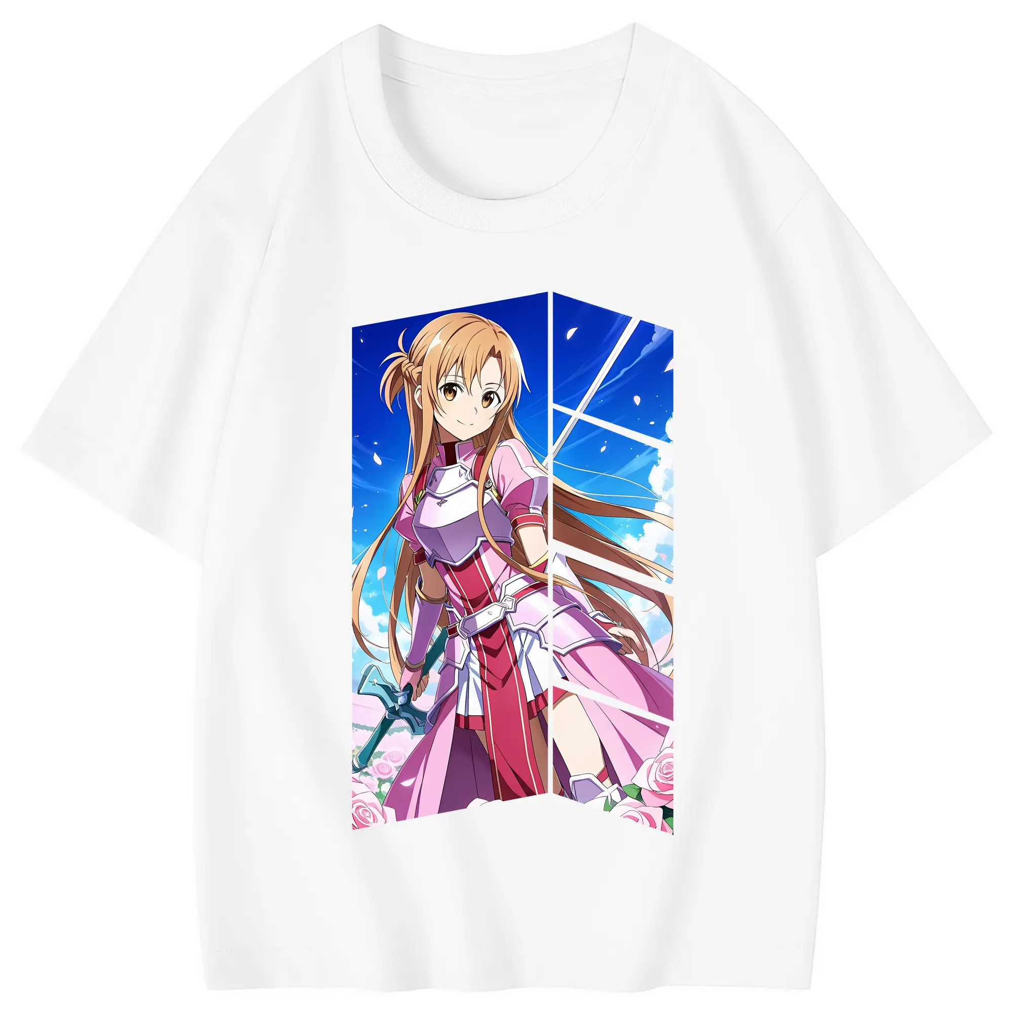 ソードアートオンライン グッズ アスナ - 綿100％ キッズTシャツ ・ フロントプリント ・ 快適 通気性 ・ スポーツ カジュアル 散歩用