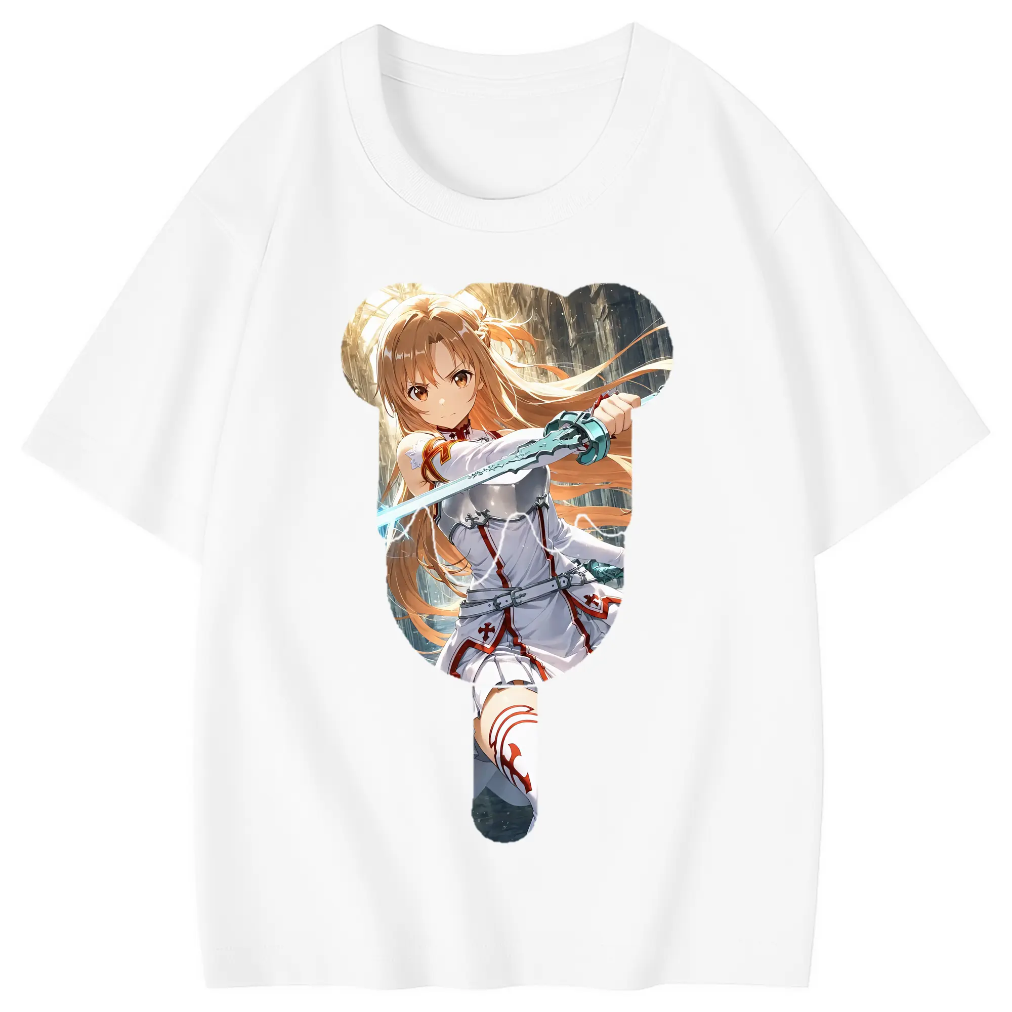 ソードアートオンライン グッズ アスナ - 綿100％ キッズTシャツ ・ フロントプリント ・ 快適 通気性 ・ スポーツ カジュアル 散歩用