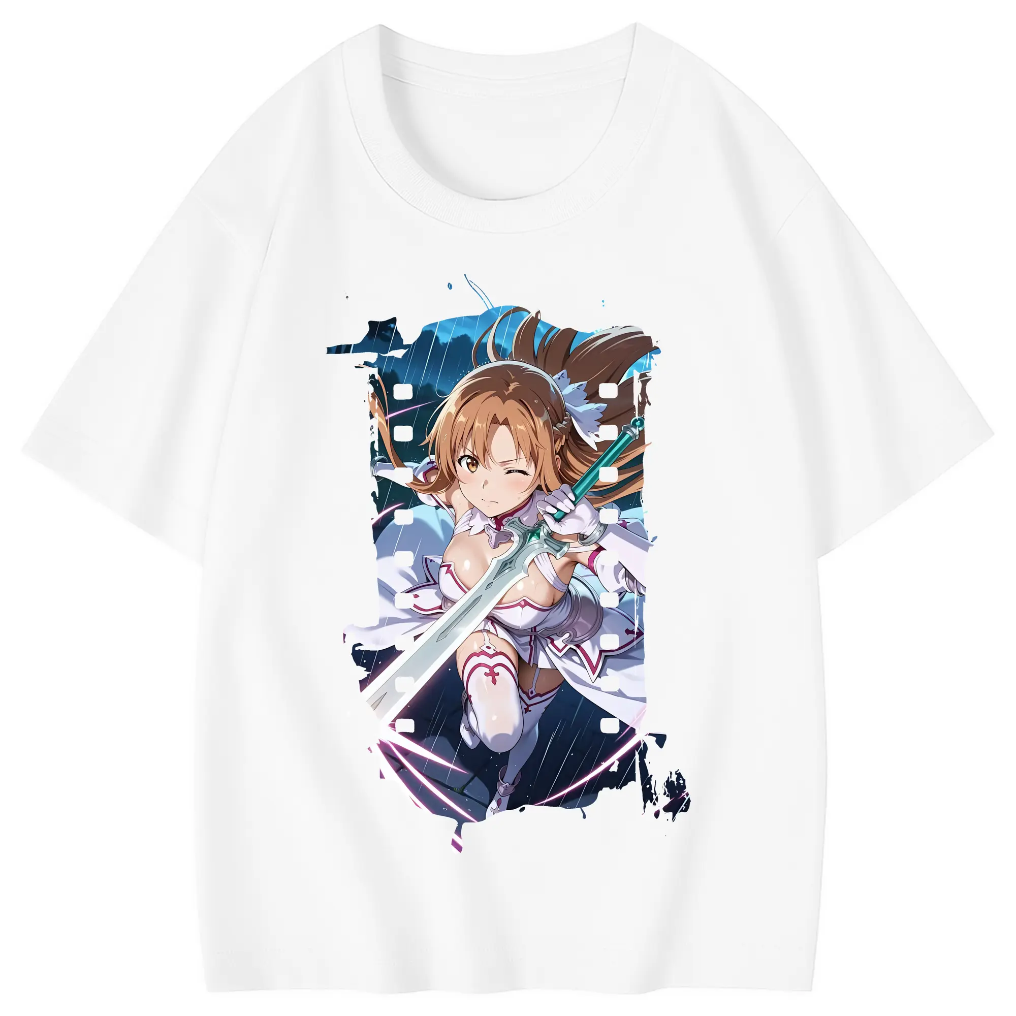 ソードアートオンライン グッズ アスナ - 綿100％ キッズTシャツ ・ フロントプリント ・ 快適 通気性 ・ スポーツ カジュアル 散歩用