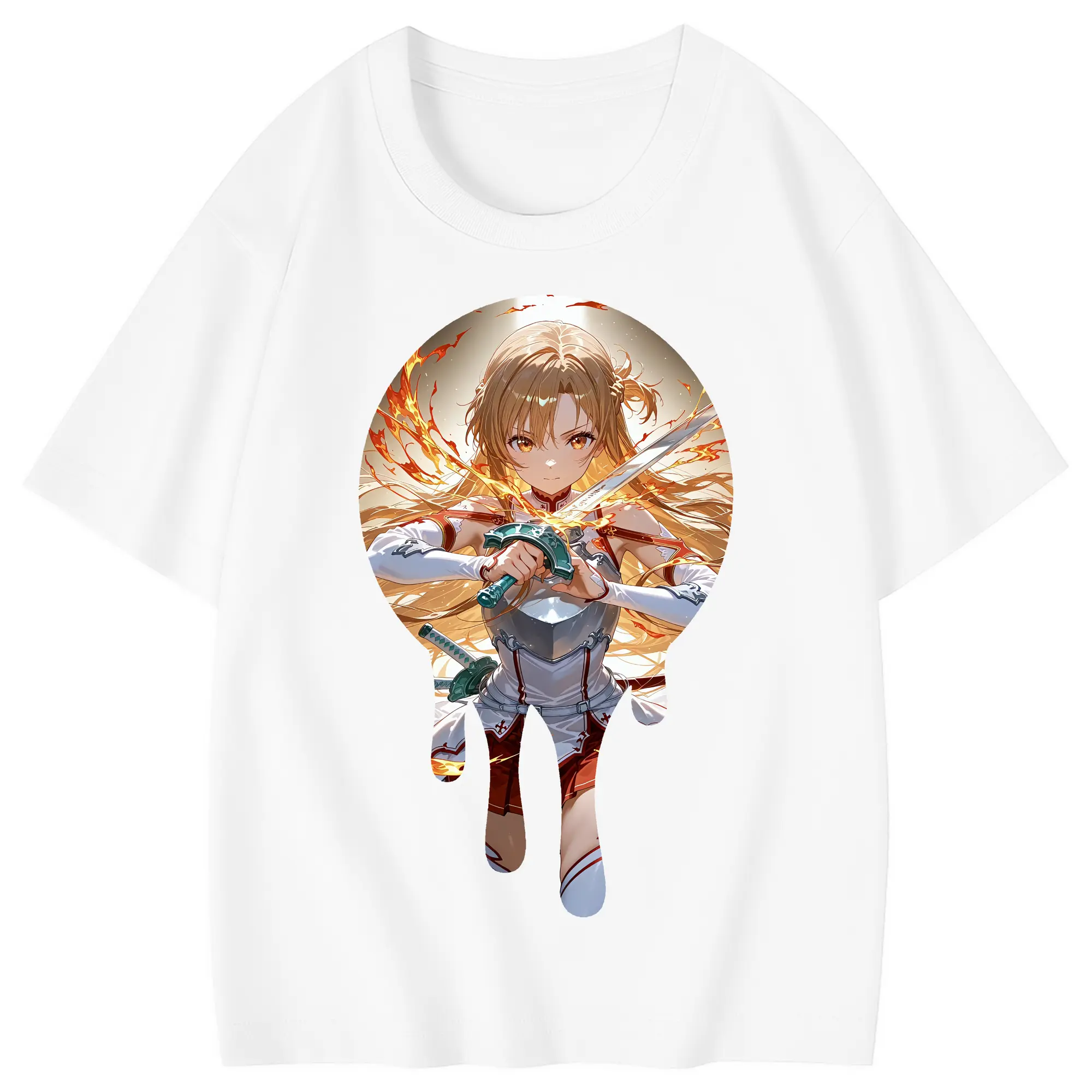 ソードアートオンライン グッズ アスナ - 綿100％ キッズTシャツ ・ フロントプリント ・ 快適 通気性 ・ スポーツ カジュアル 散歩用