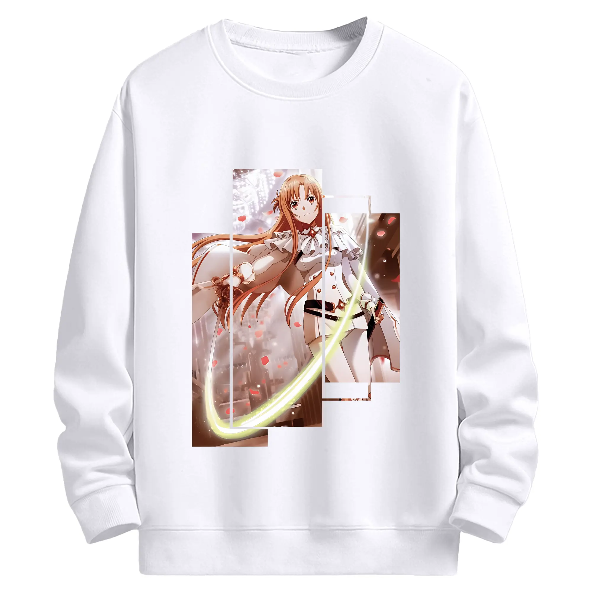 ソードアートオンライン グッズ アスナ - 高品質 クルーネック スウェット ・ コットン59％ ポリエステル41％ ・ ユニセックス 長袖 トレーナー ・ カジュアル デイリー スポーツ 散歩用