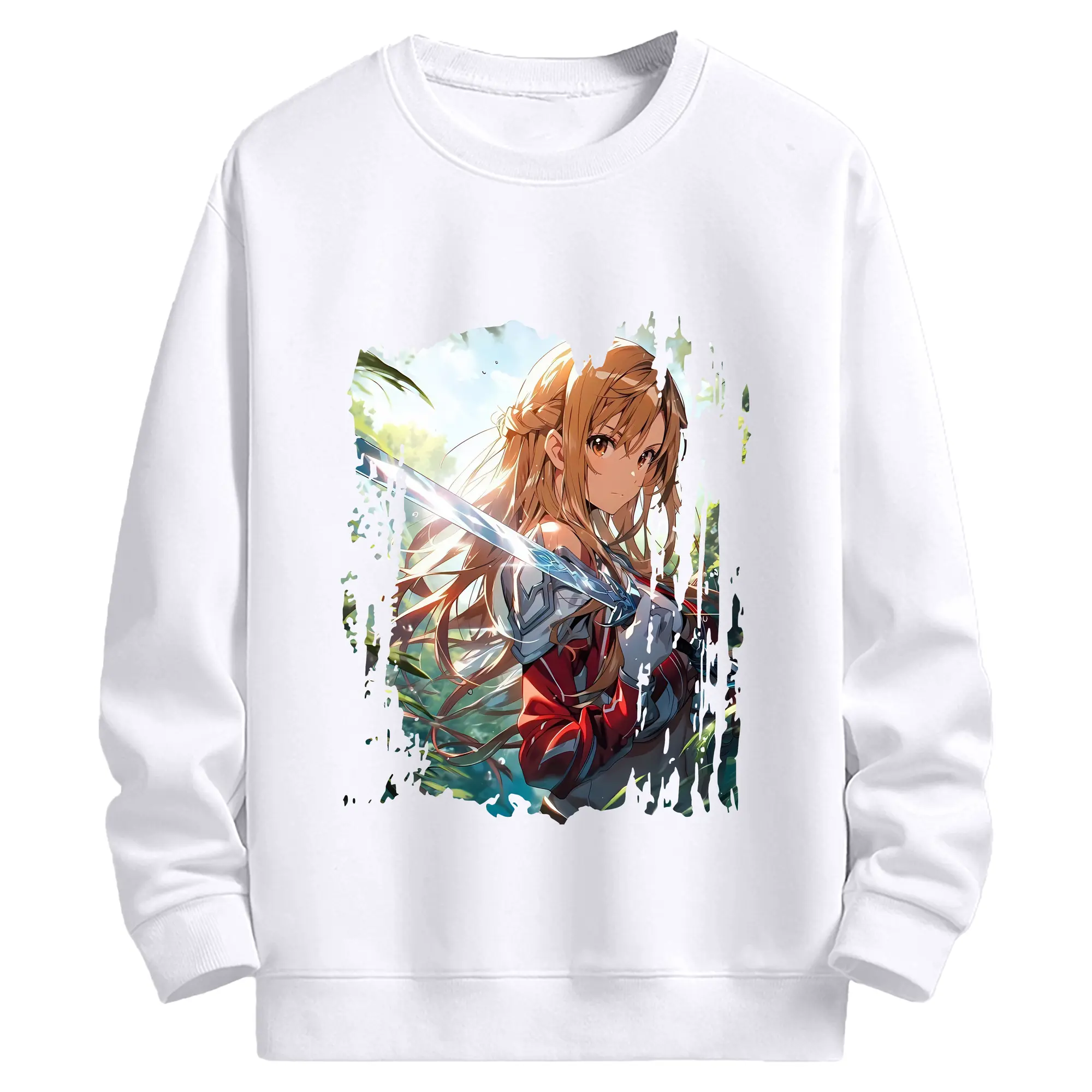 ソードアートオンライン グッズ アスナ - 高品質 クルーネック スウェット ・ コットン59％ ポリエステル41％ ・ ユニセックス 長袖 トレーナー ・ カジュアル デイリー スポーツ 散歩用