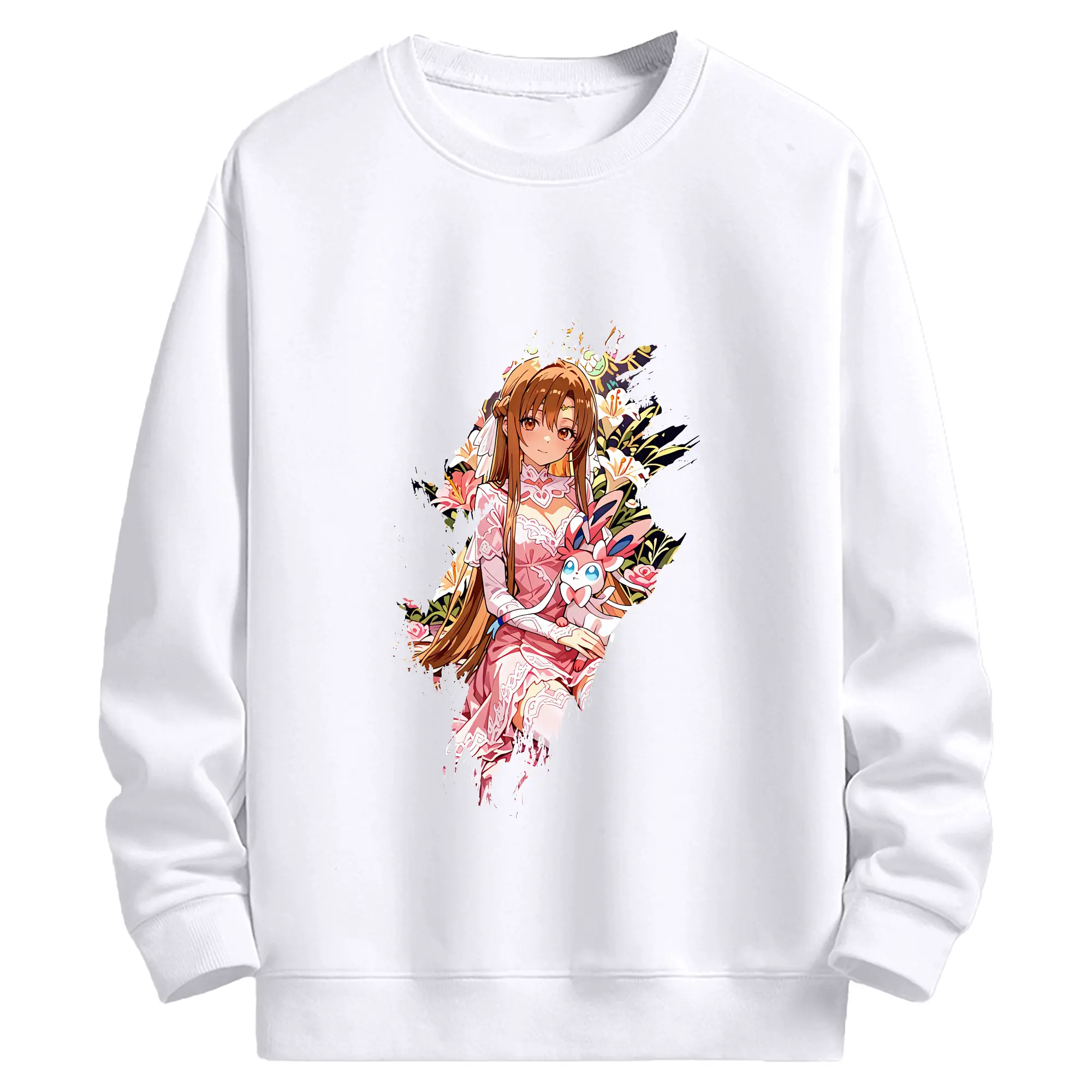 ソードアートオンライン グッズ アスナ - 高品質 クルーネック スウェット ・ コットン59％ ポリエステル41％ ・ ユニセックス 長袖 トレーナー ・ カジュアル デイリー スポーツ 散歩用