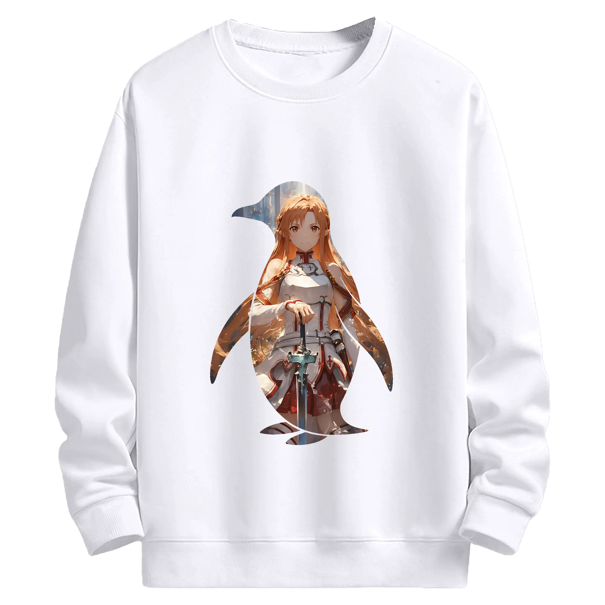 ソードアートオンライン グッズ アスナ - 高品質 クルーネック スウェット ・ コットン59％ ポリエステル41％ ・ ユニセックス 長袖 トレーナー ・ カジュアル デイリー スポーツ 散歩用