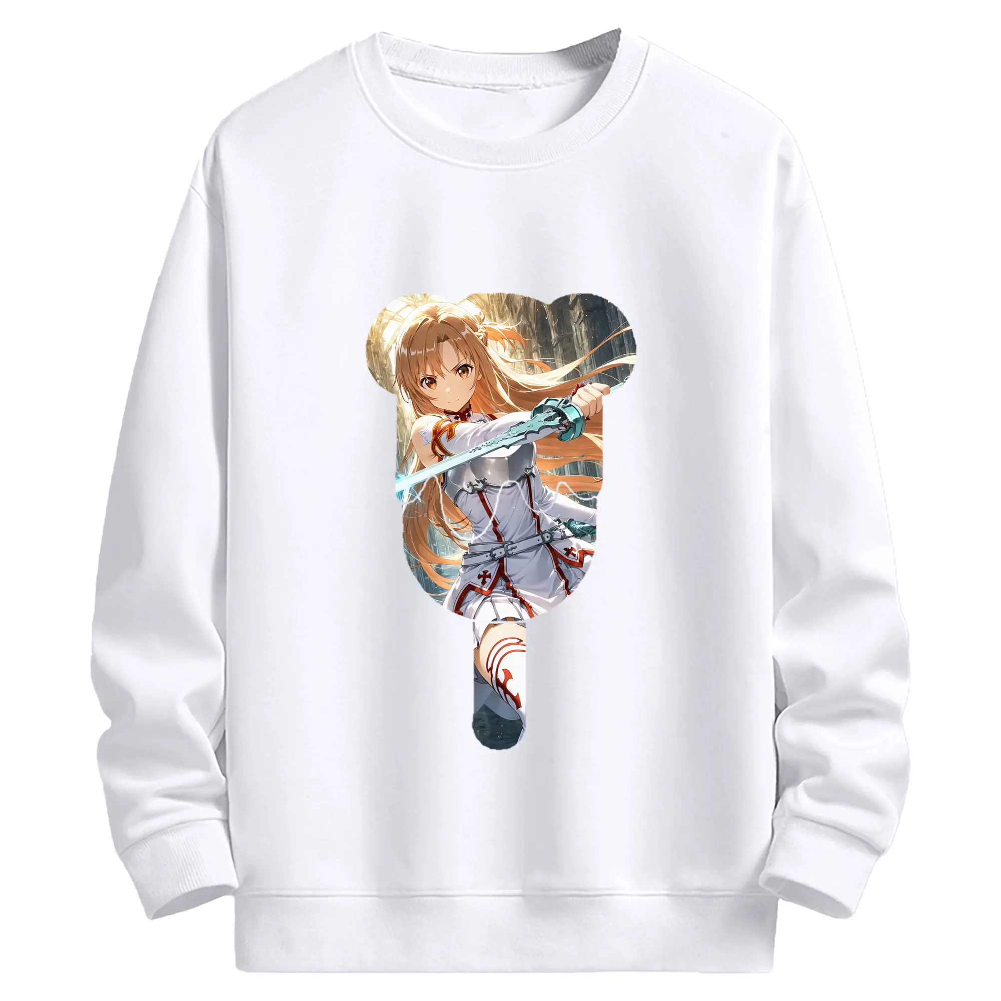ソードアートオンライン グッズ アスナ - 高品質 クルーネック スウェット ・ コットン59％ ポリエステル41％ ・ ユニセックス 長袖 トレーナー ・ カジュアル デイリー スポーツ 散歩用