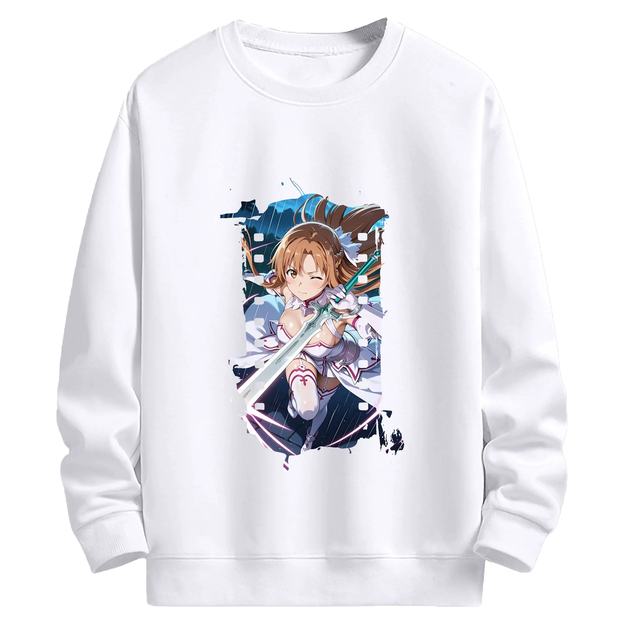 ソードアートオンライン グッズ アスナ - 高品質 クルーネック スウェット ・ コットン59％ ポリエステル41％ ・ ユニセックス 長袖 トレーナー ・ カジュアル デイリー スポーツ 散歩用