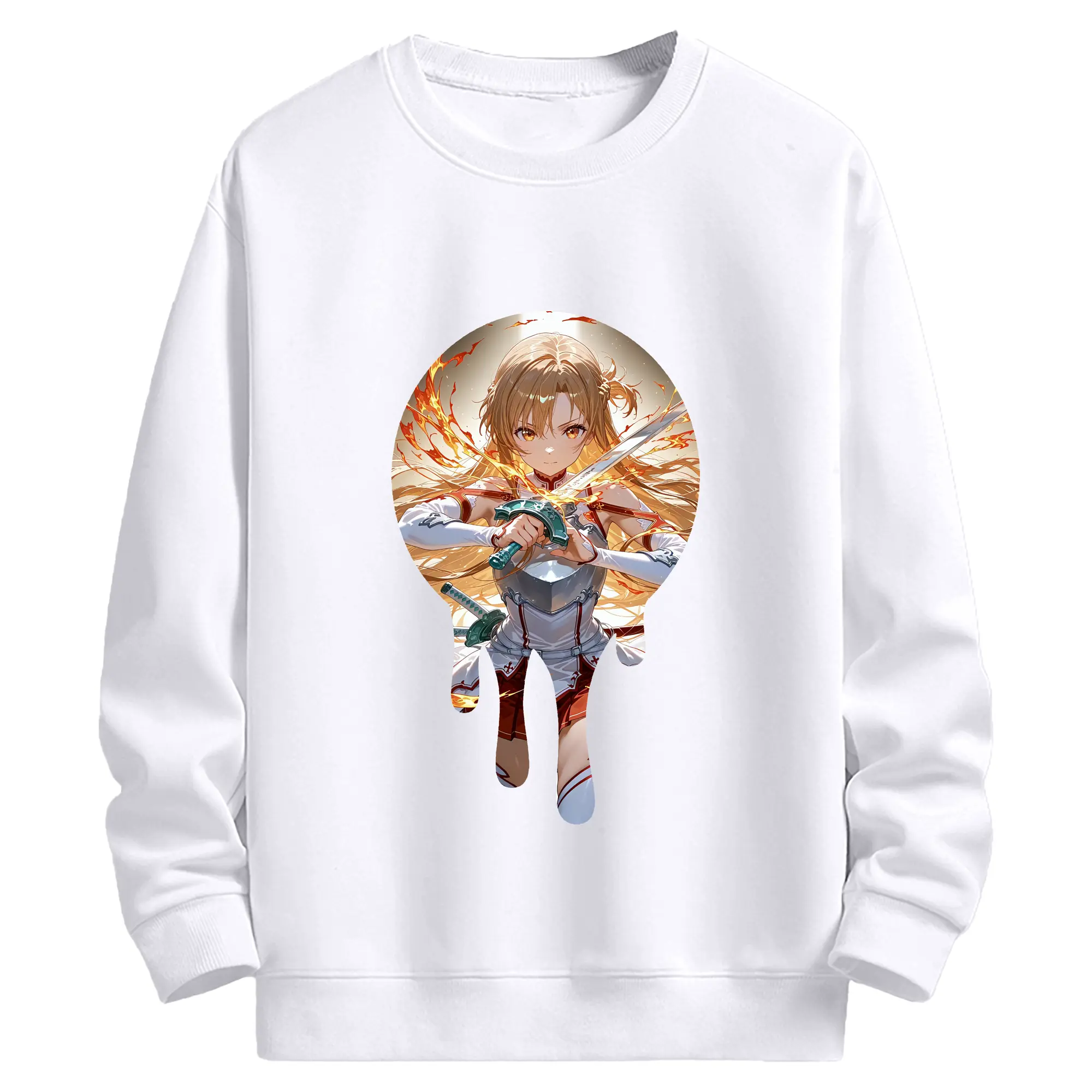 ソードアートオンライン グッズ アスナ - 高品質 クルーネック スウェット ・ コットン59％ ポリエステル41％ ・ ユニセックス 長袖 トレーナー ・ カジュアル デイリー スポーツ 散歩用