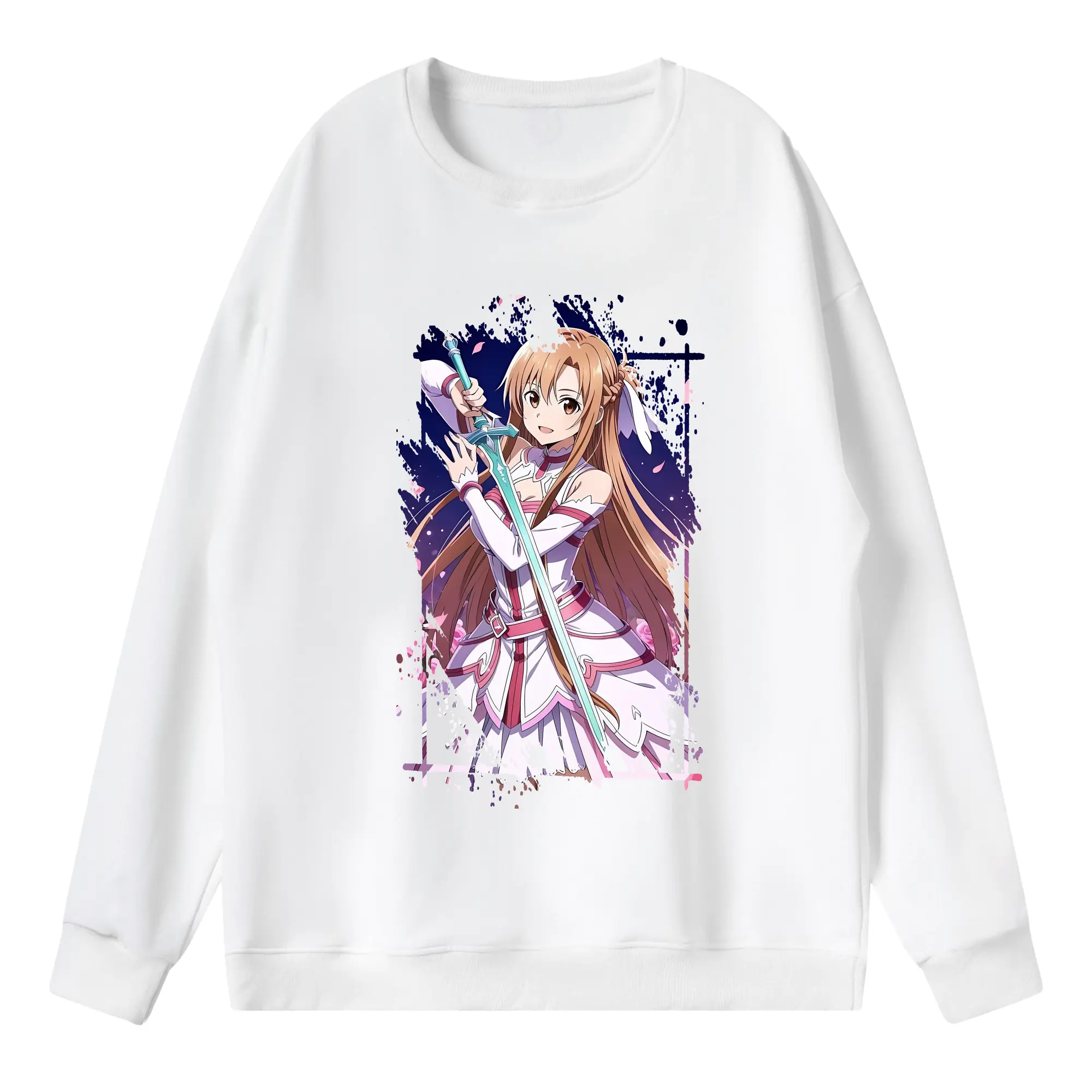 ソードアートオンライン グッズ アスナ - 薄手 クルーネック スウェット 裏毛260g · ポリエステル 春秋向け カジュアル 男女兼用 · トレーナー デイリー スポーツ 散歩に最適