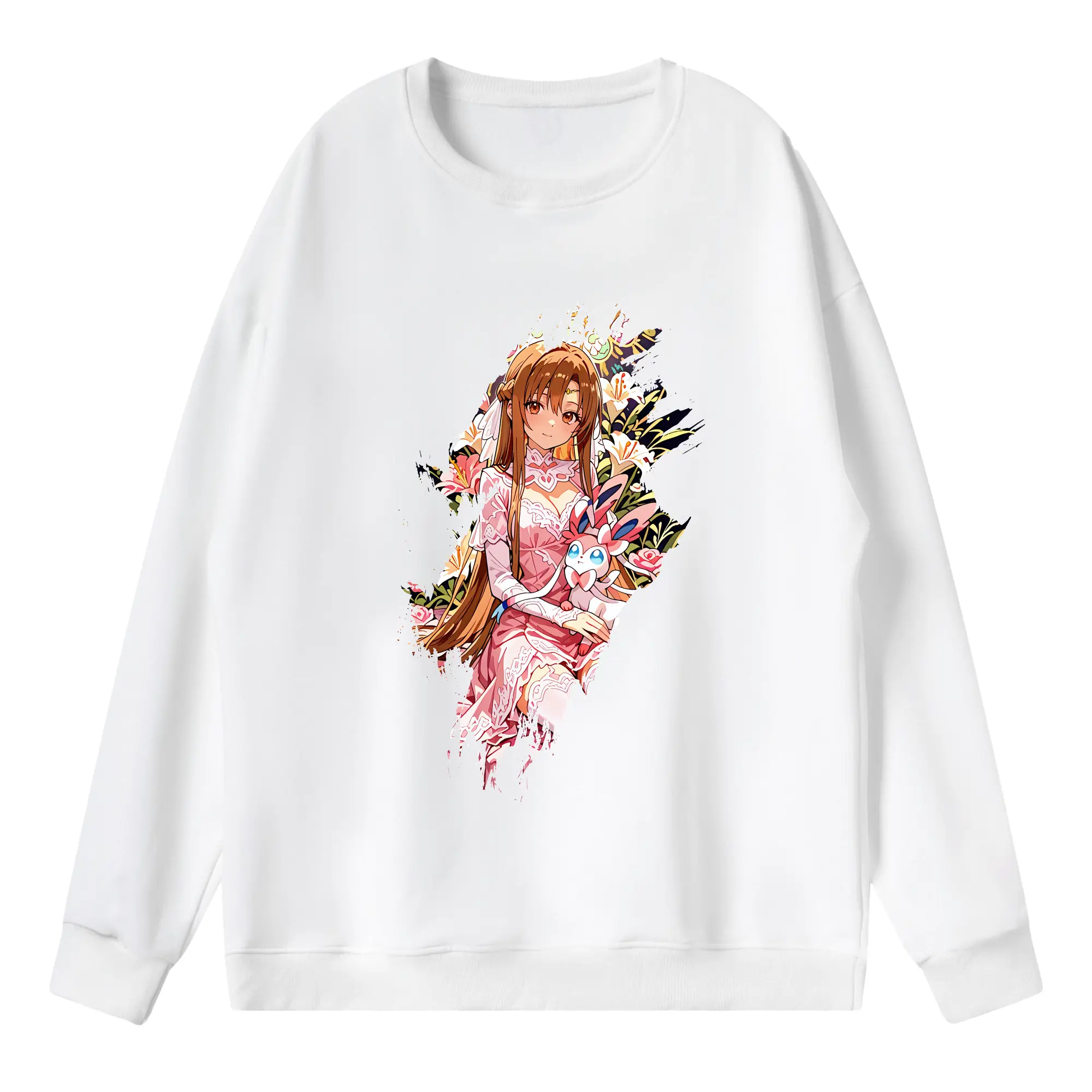 ソードアートオンライン グッズ アスナ - 薄手 クルーネック スウェット 裏毛260g · ポリエステル 春秋向け カジュアル 男女兼用 · トレーナー デイリー スポーツ 散歩に最適