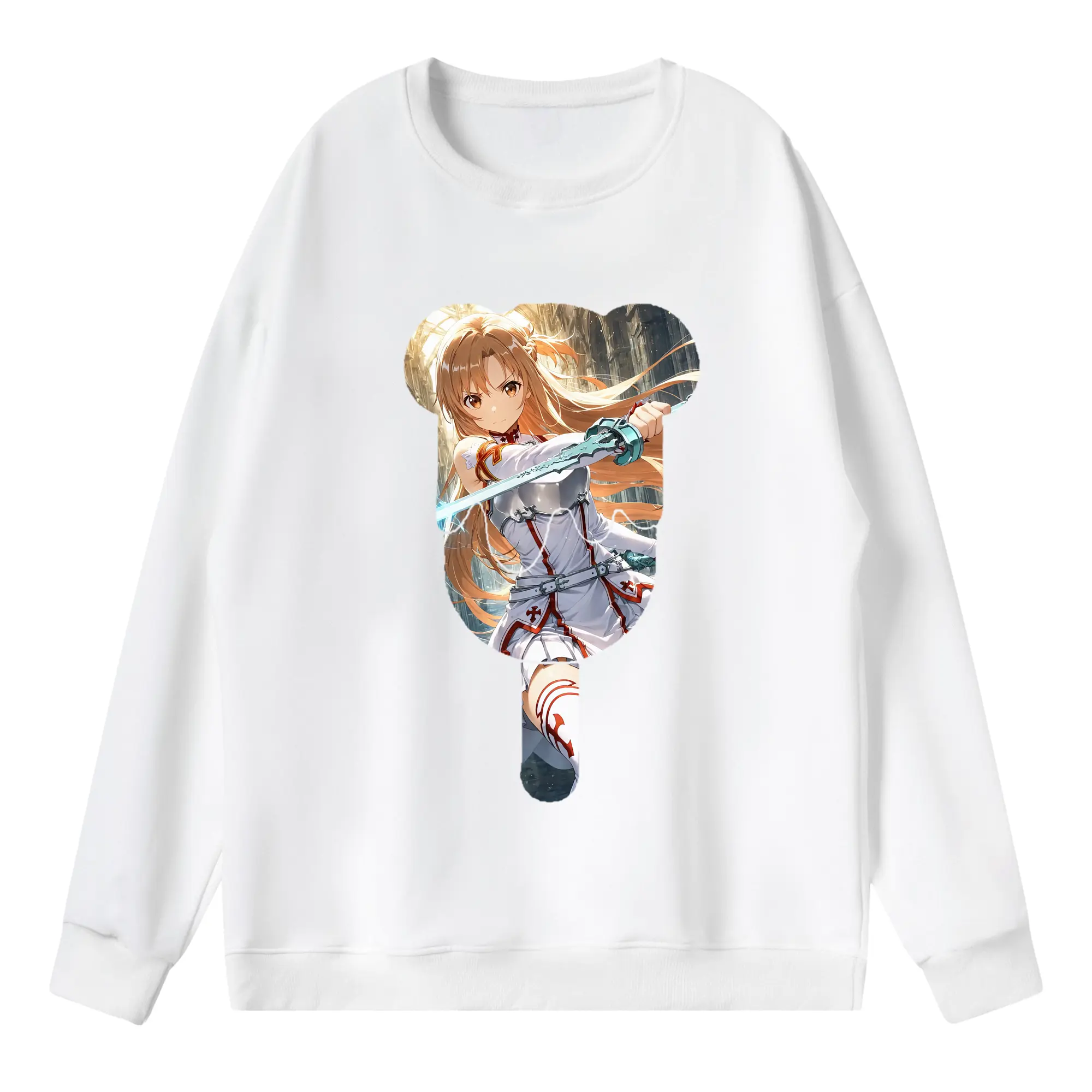 ソードアートオンライン グッズ アスナ - 薄手 クルーネック スウェット 裏毛260g · ポリエステル 春秋向け カジュアル 男女兼用 · トレーナー デイリー スポーツ 散歩に最適