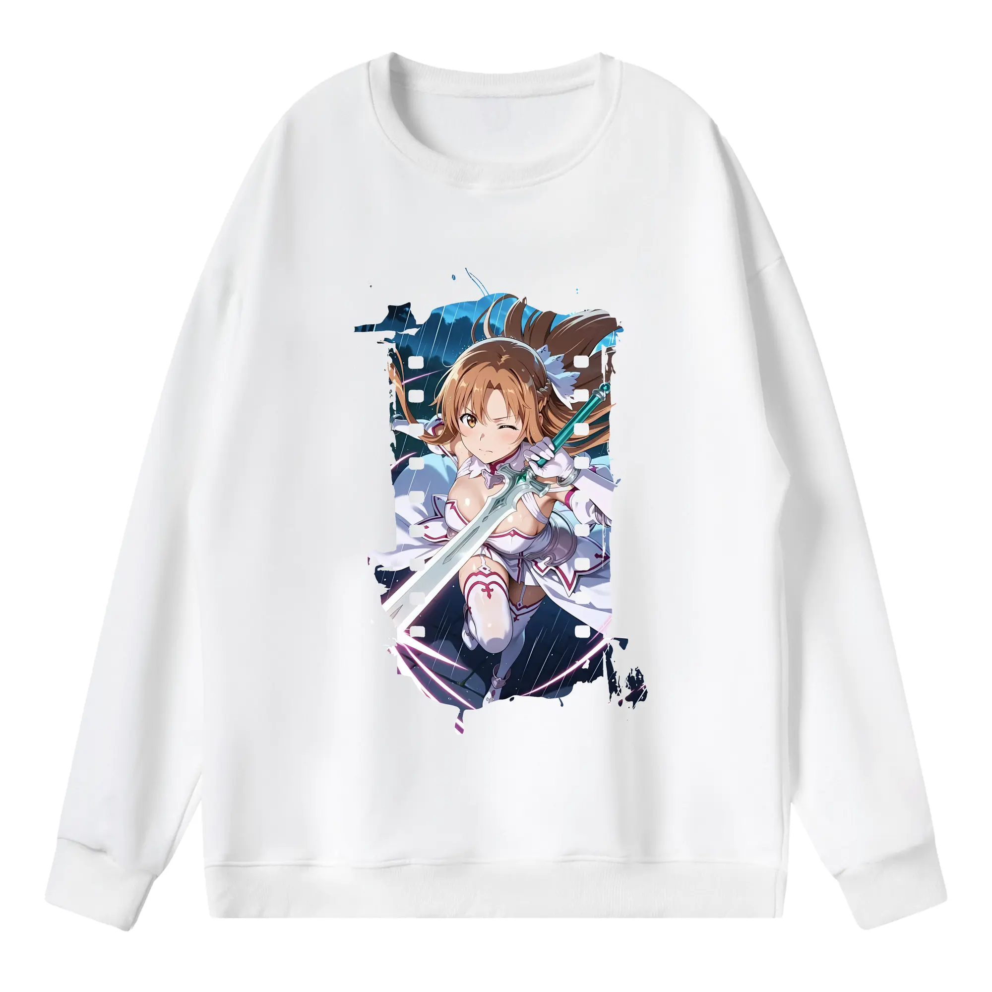 ソードアートオンライン グッズ アスナ - 薄手 クルーネック スウェット 裏毛260g · ポリエステル 春秋向け カジュアル 男女兼用 · トレーナー デイリー スポーツ 散歩に最適