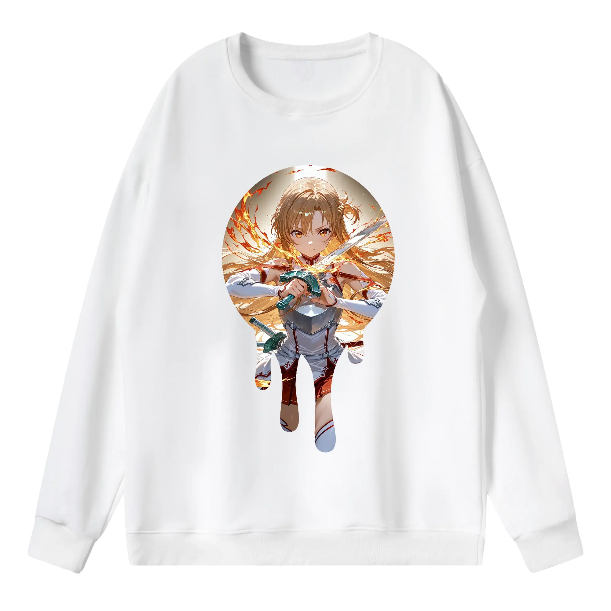 ソードアートオンライン グッズ アスナ - 薄手 クルーネック スウェット 裏毛260g · ポリエステル 春秋向け カジュアル 男女兼用 · トレーナー デイリー スポーツ 散歩に最適