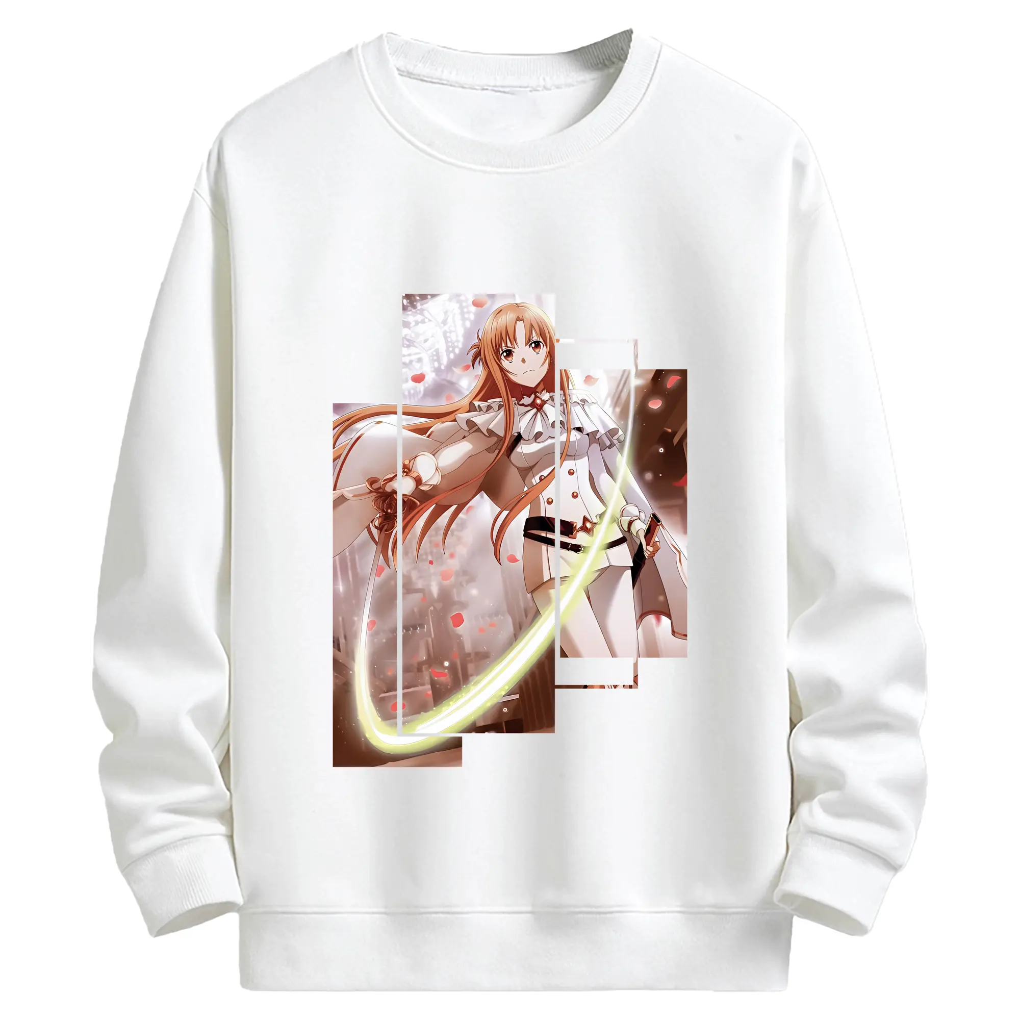 ソードアートオンライン グッズ アスナ - キッズ クルーネックスウェットシャツ ・ フロントプリント ・ 綿80％ ポリエステル20％ ・ 快適 通学 スポーツ 日常使い お散歩用