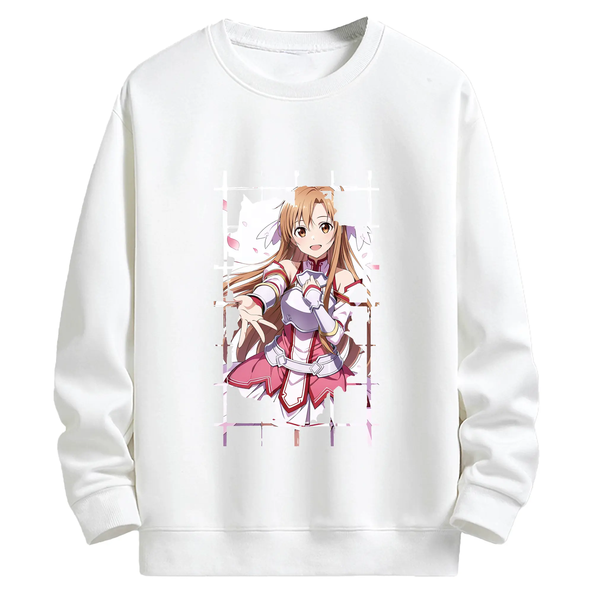 ソードアートオンライン グッズ アスナ - キッズ クルーネックスウェットシャツ ・ フロントプリント ・ 綿80％ ポリエステル20％ ・ 快適 通学 スポーツ 日常使い お散歩用