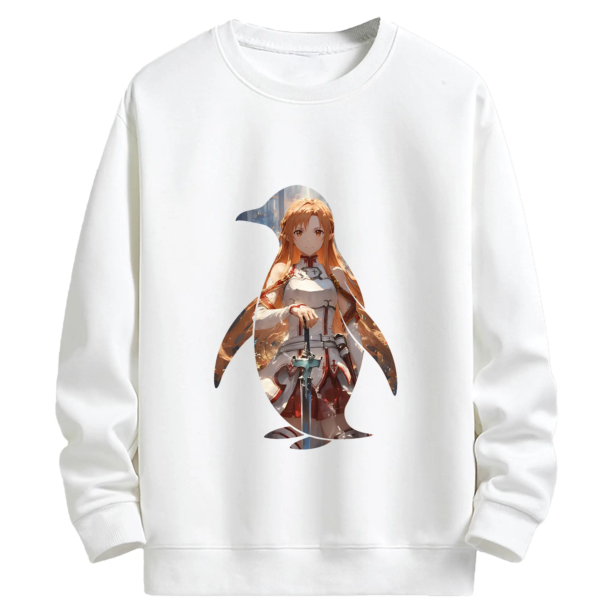 ソードアートオンライン グッズ アスナ - キッズ クルーネックスウェットシャツ ・ フロントプリント ・ 綿80％ ポリエステル20％ ・ 快適 通学 スポーツ 日常使い お散歩用