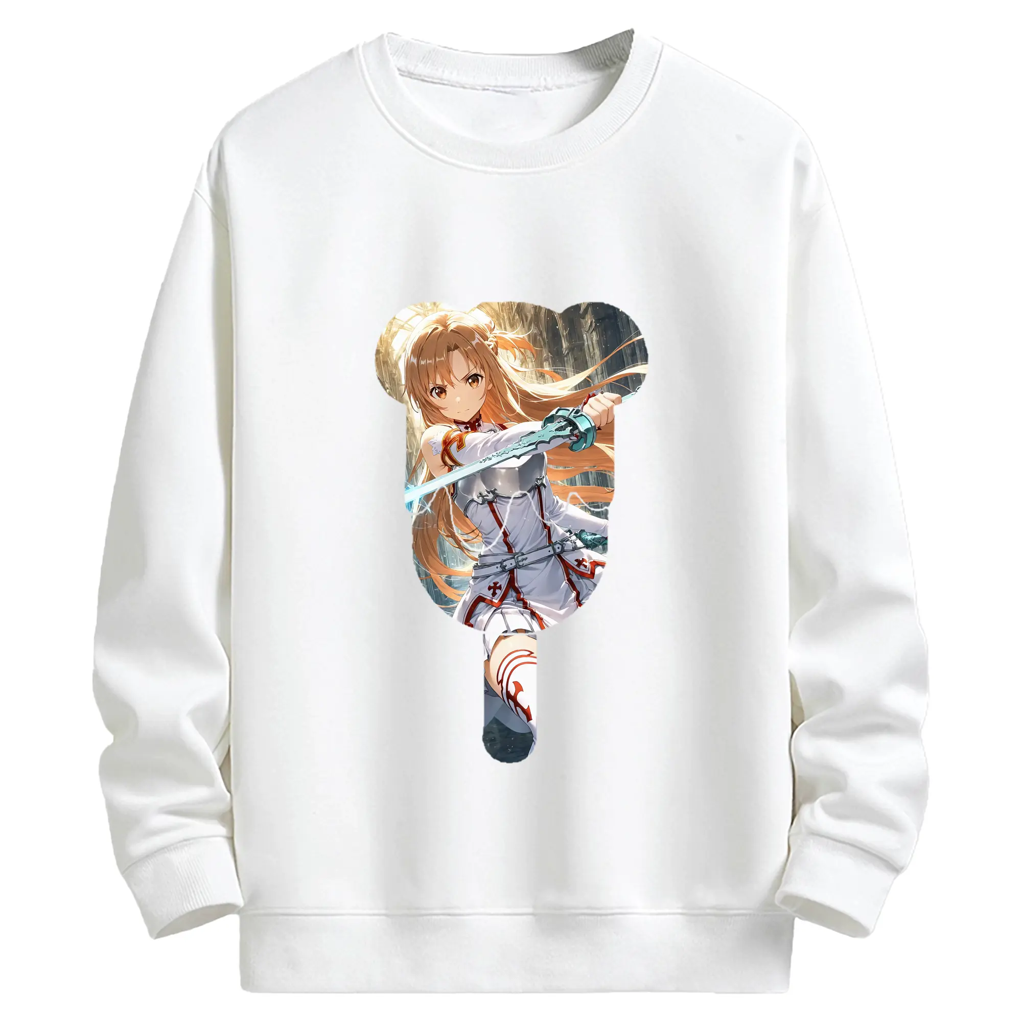 ソードアートオンライン グッズ アスナ - キッズ クルーネックスウェットシャツ ・ フロントプリント ・ 綿80％ ポリエステル20％ ・ 快適 通学 スポーツ 日常使い お散歩用