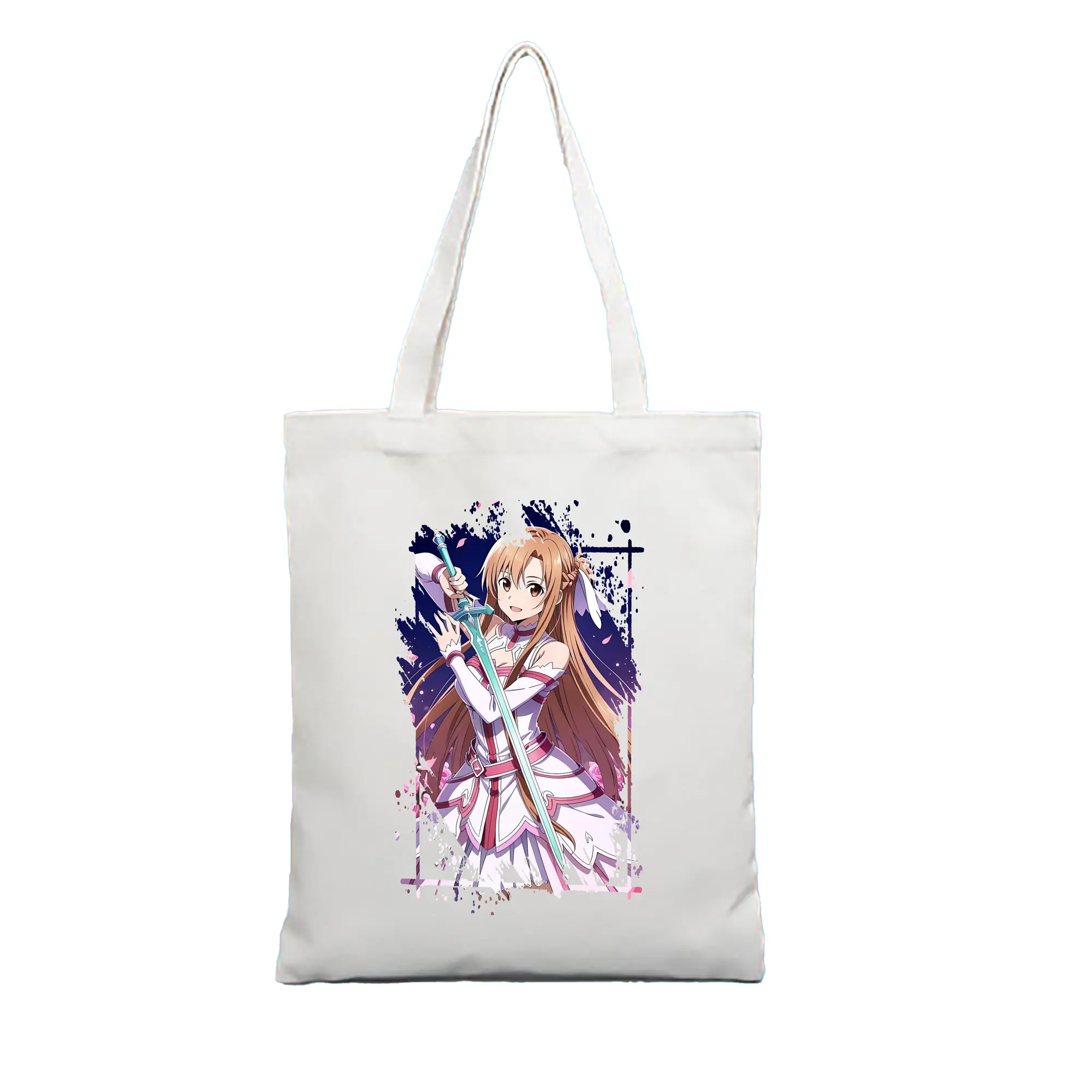 ソードアートオンライン グッズ アスナ - 縦型キャンバス手提げバッグ（トートバッグ） ・ キャンバス素材 ・ ショッピング用 ・ 軽量 丈夫 お手入れ簡単