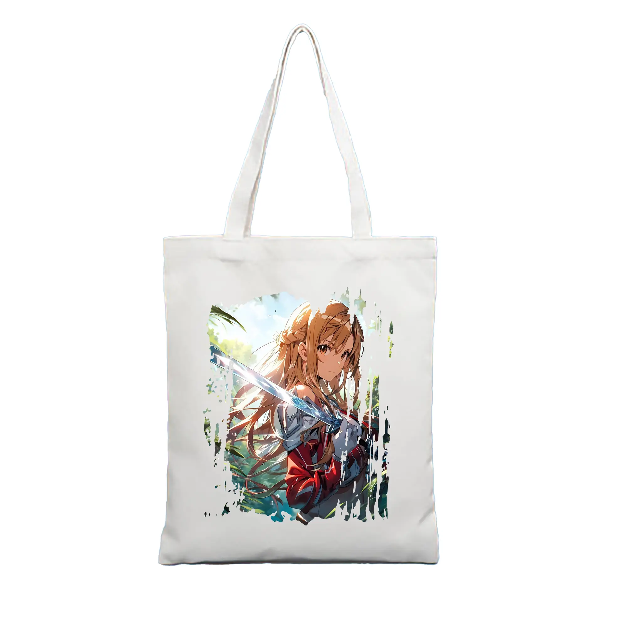 ソードアートオンライン グッズ アスナ - 縦型キャンバス手提げバッグ（トートバッグ） ・ キャンバス素材 ・ ショッピング用 ・ 軽量 丈夫 お手入れ簡単