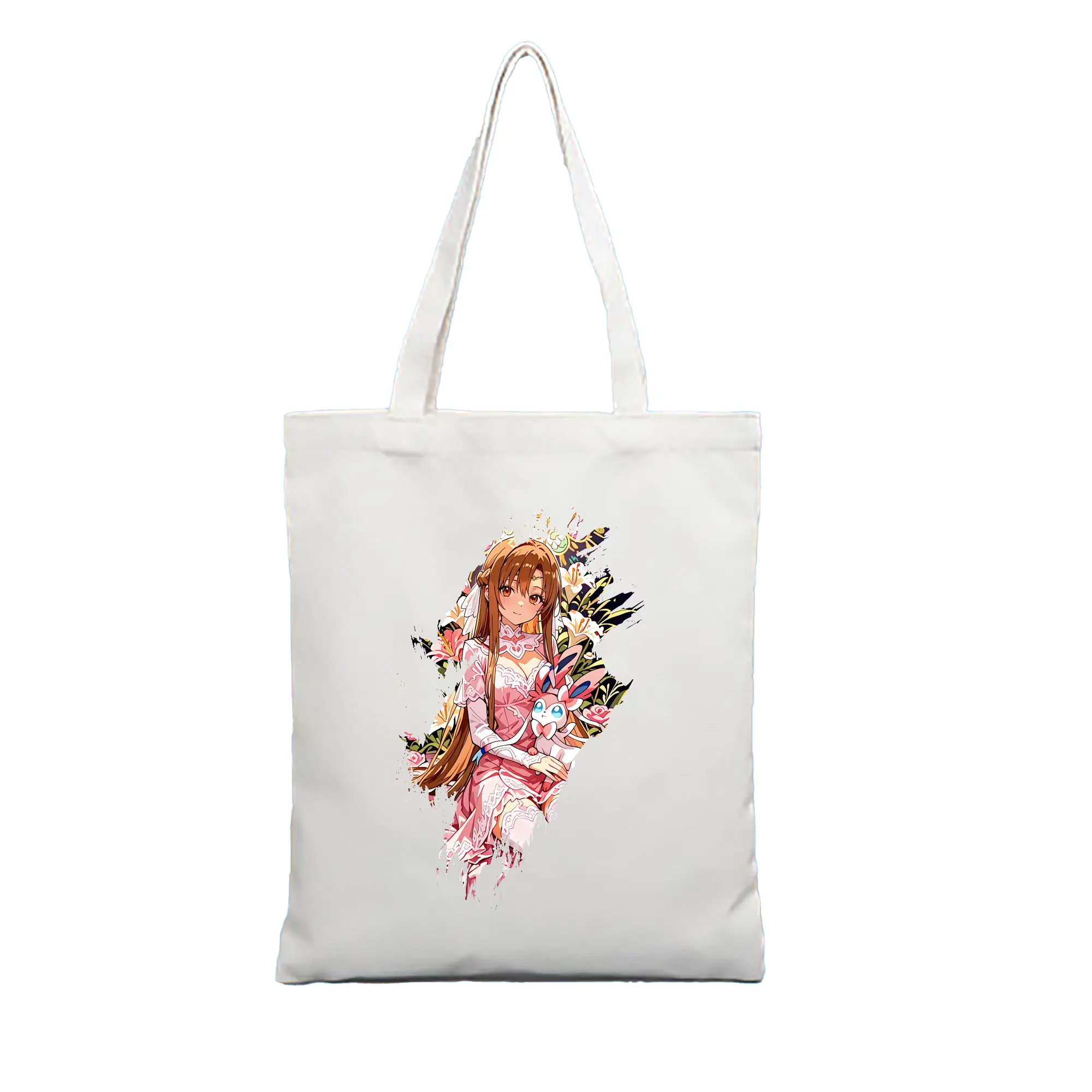 ソードアートオンライン グッズ アスナ - 縦型キャンバス手提げバッグ（トートバッグ） ・ キャンバス素材 ・ ショッピング用 ・ 軽量 丈夫 お手入れ簡単