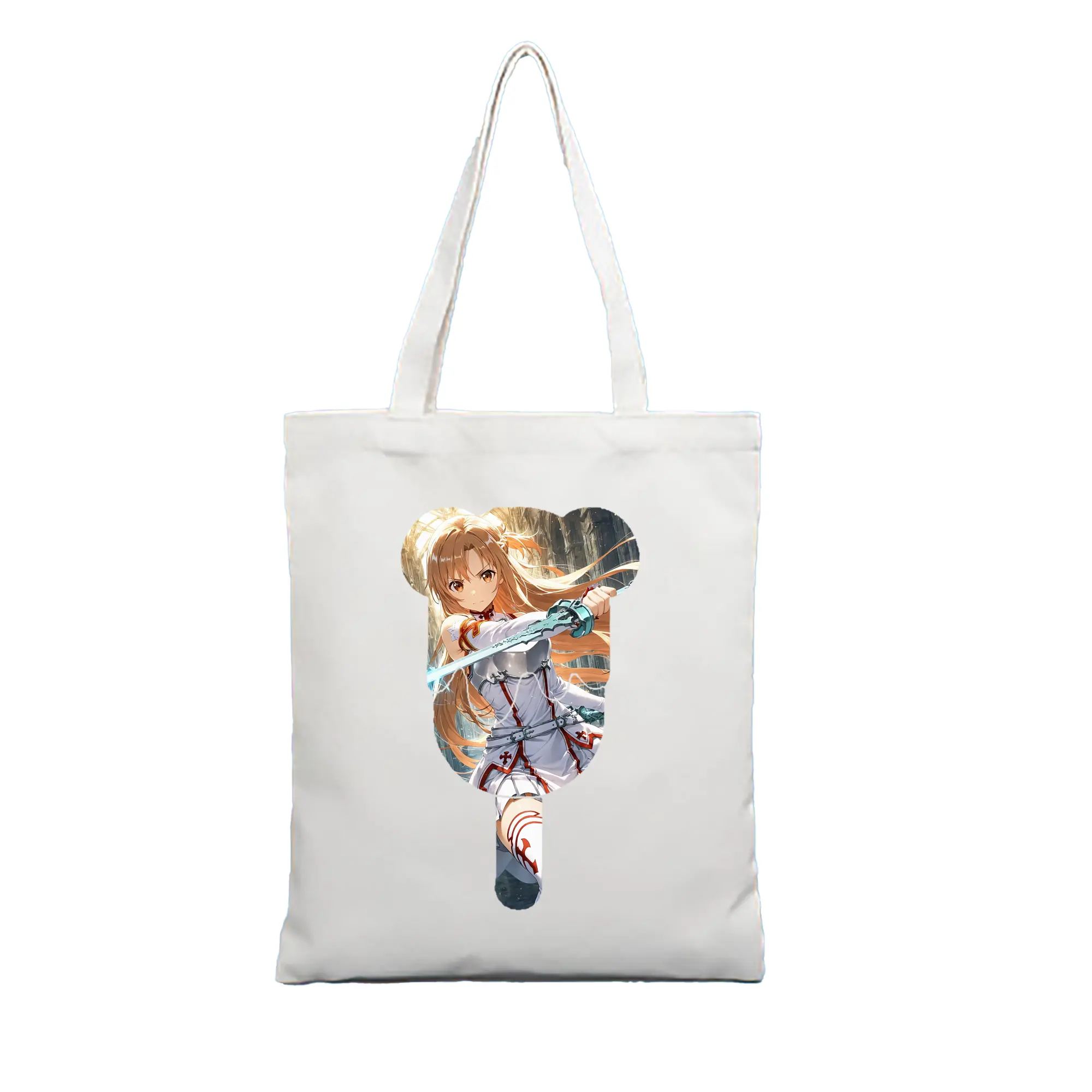 ソードアートオンライン グッズ アスナ - 縦型キャンバス手提げバッグ（トートバッグ） ・ キャンバス素材 ・ ショッピング用 ・ 軽量 丈夫 お手入れ簡単