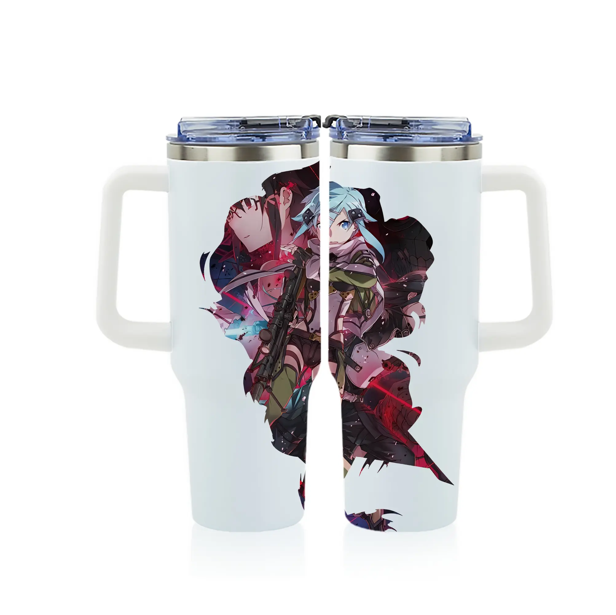 ソードアートオンライン グッズ シノン - 1200mL フルプリント車用タンブラー ・ 304ステンレス 内側 ・ 201ステンレス 外側 ・ 保温 保冷 ・ 通勤 ドライブ アウトドア用