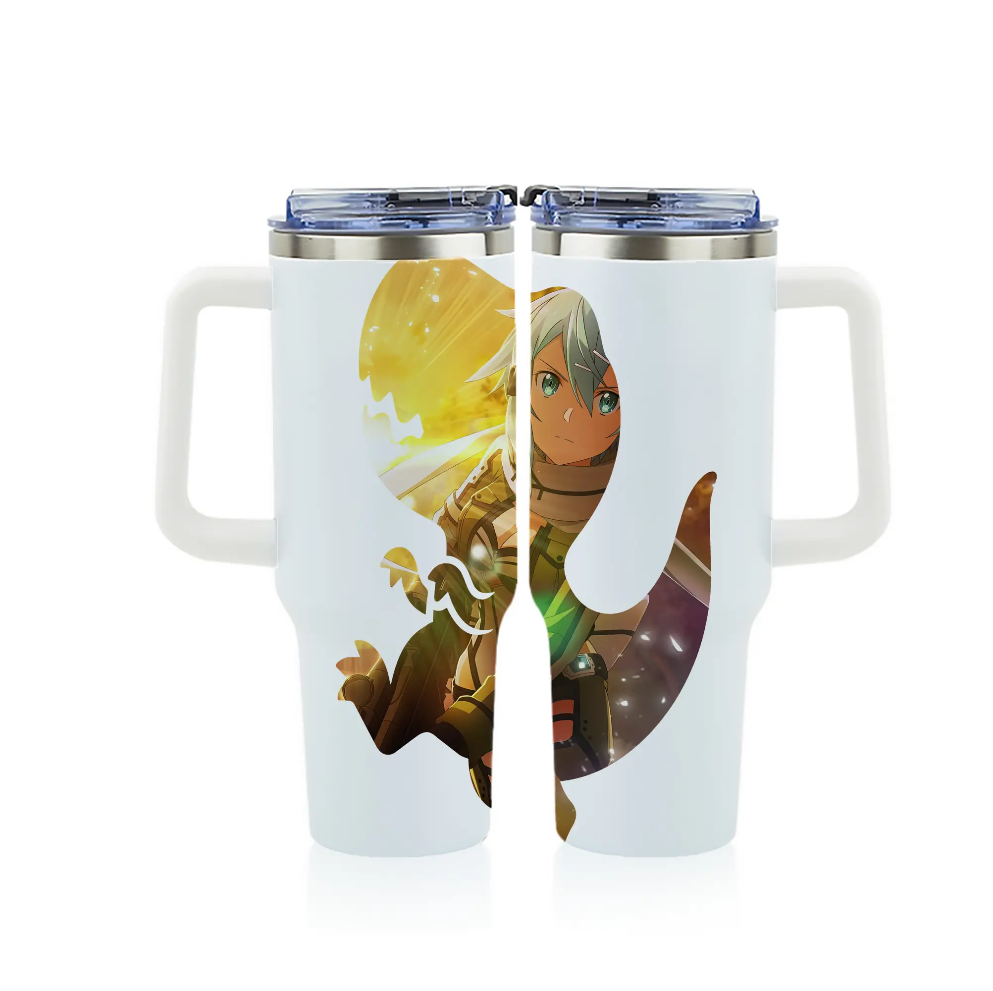 ソードアートオンライン グッズ シノン - 1200mL フルプリント車用タンブラー ・ 304ステンレス 内側 ・ 201ステンレス 外側 ・ 保温 保冷 ・ 通勤 ドライブ アウトドア用