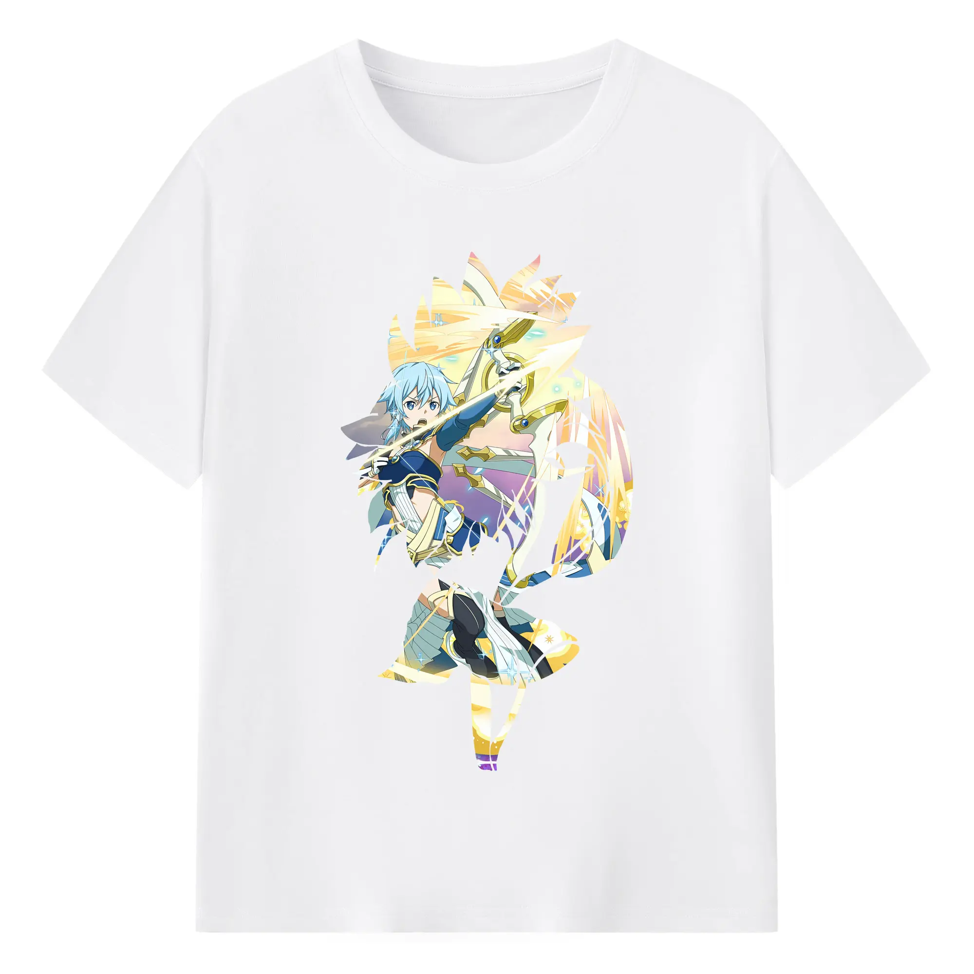 ソードアートオンライン グッズ シノン - 綿100％ 半袖Tシャツ ・ フロントプリント ・ 快適 通気性 ・ 日常使い 散歩 スポーツ用