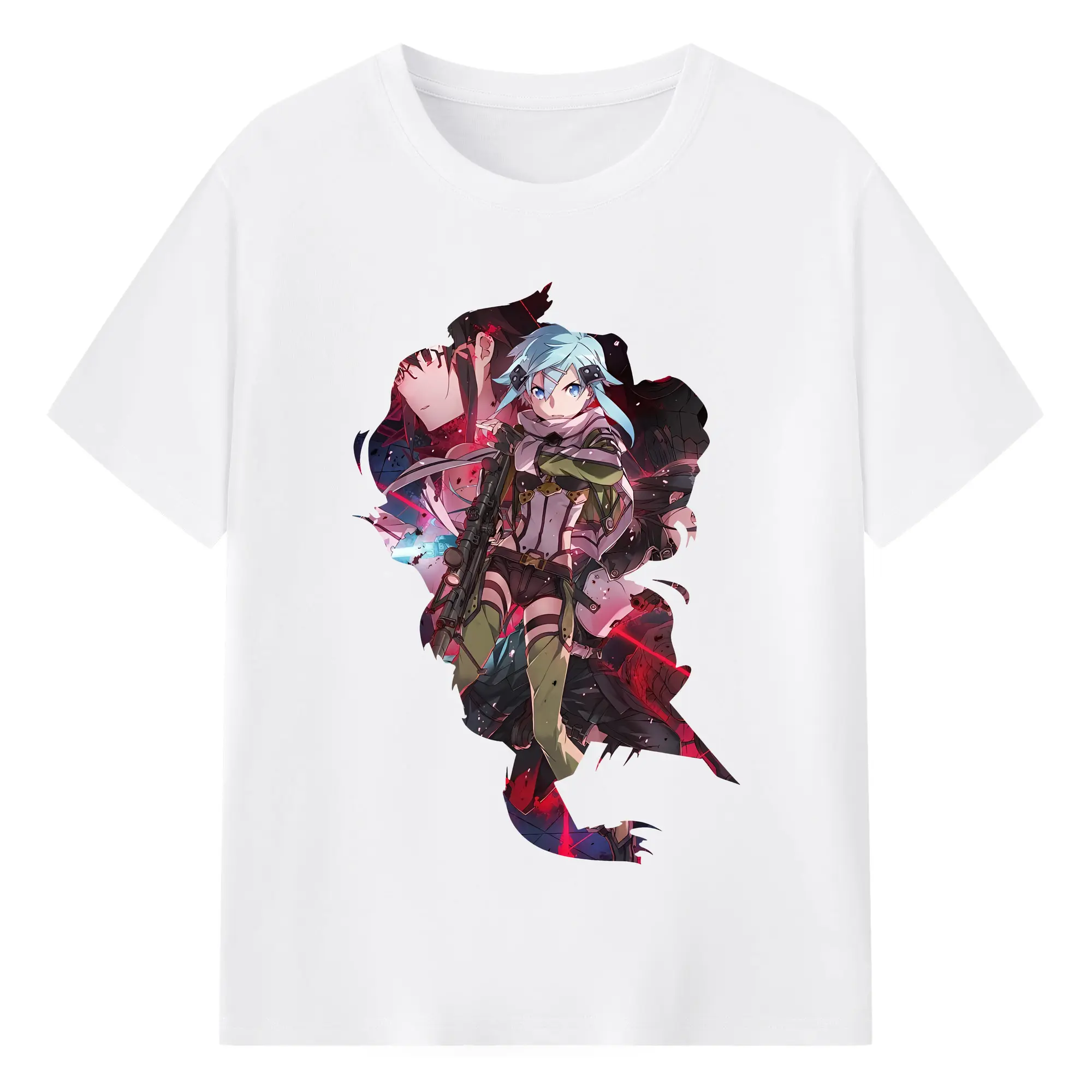 ソードアートオンライン グッズ シノン - 綿100％ 半袖Tシャツ ・ フロントプリント ・ 快適 通気性 ・ 日常使い 散歩 スポーツ用