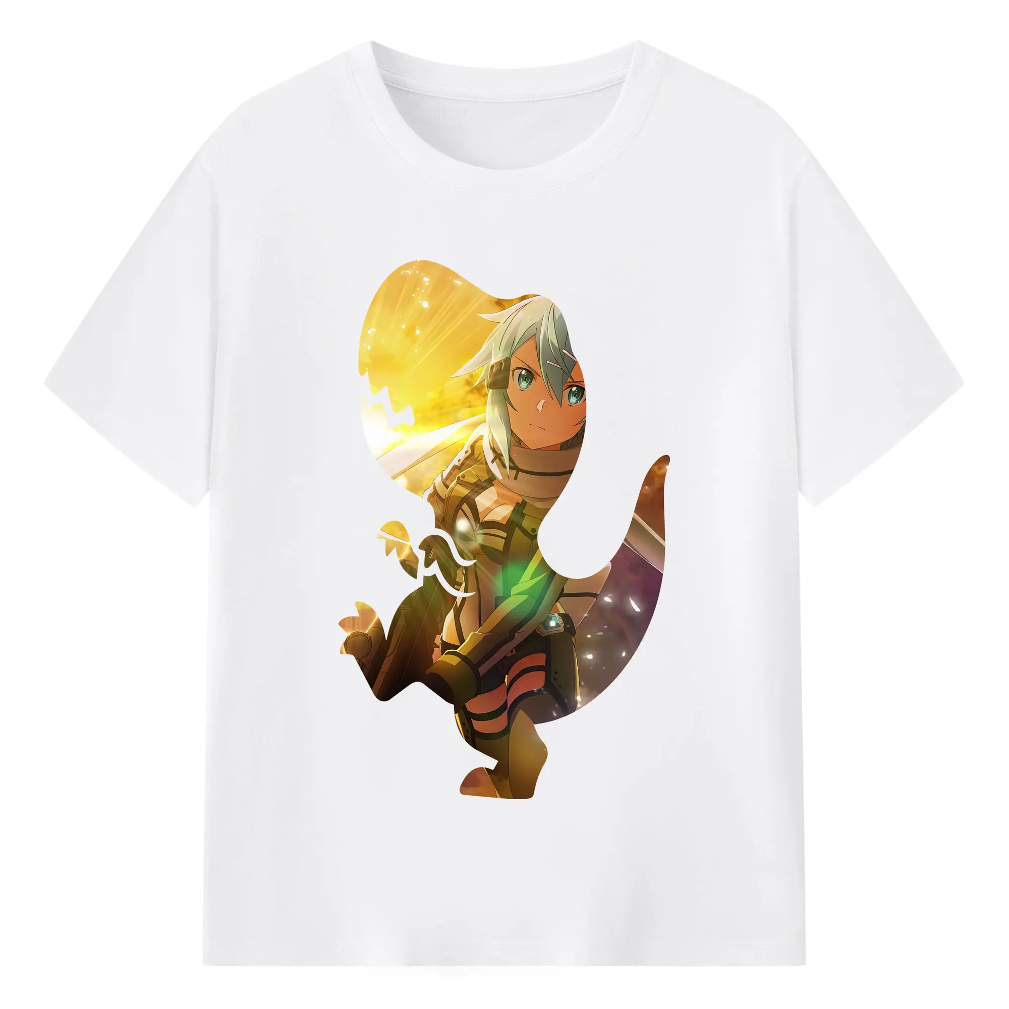 ソードアートオンライン グッズ シノン - 綿100％ 半袖Tシャツ ・ フロントプリント ・ 快適 通気性 ・ 日常使い 散歩 スポーツ用