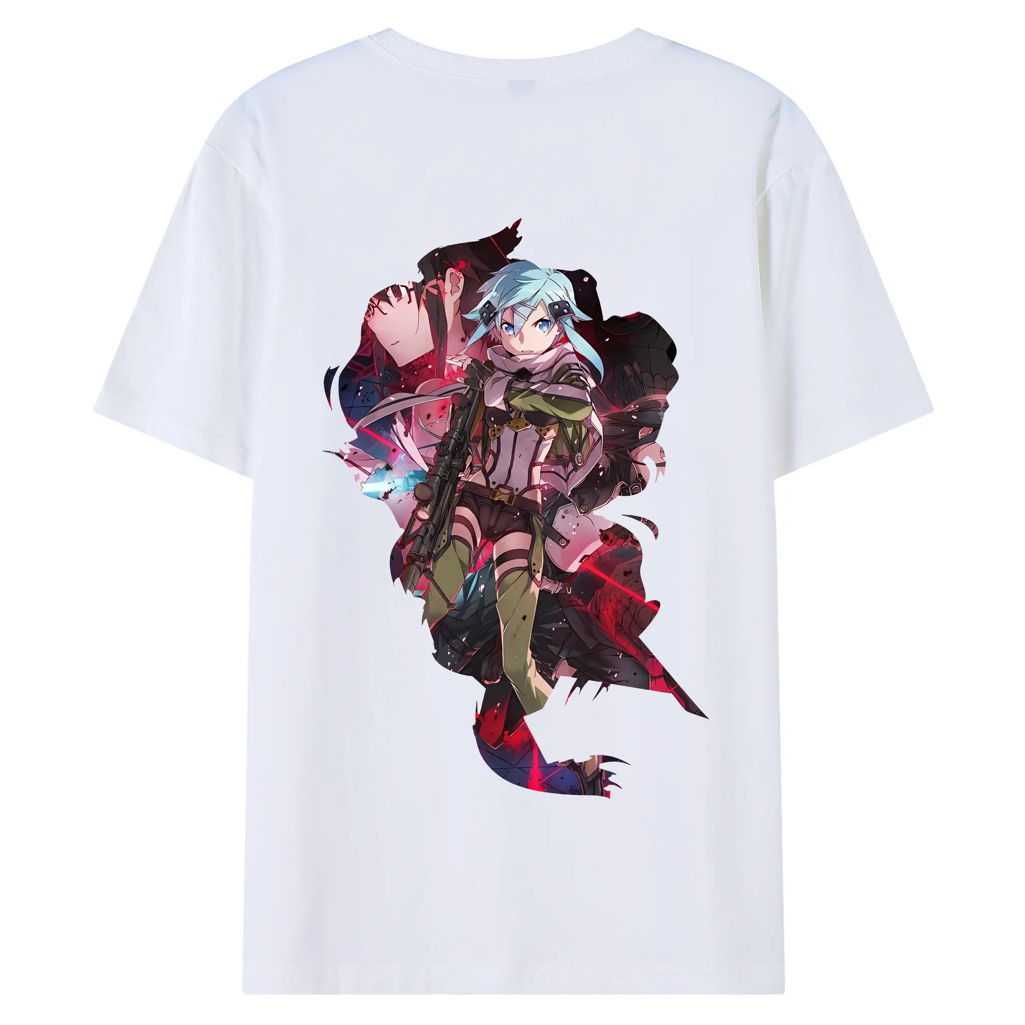 ソードアートオンライン グッズ シノン - 綿100％ 半袖Tシャツ ・ バックプリント ・ 快適 通気性 ・ 日常使い 散歩 スポーツ用