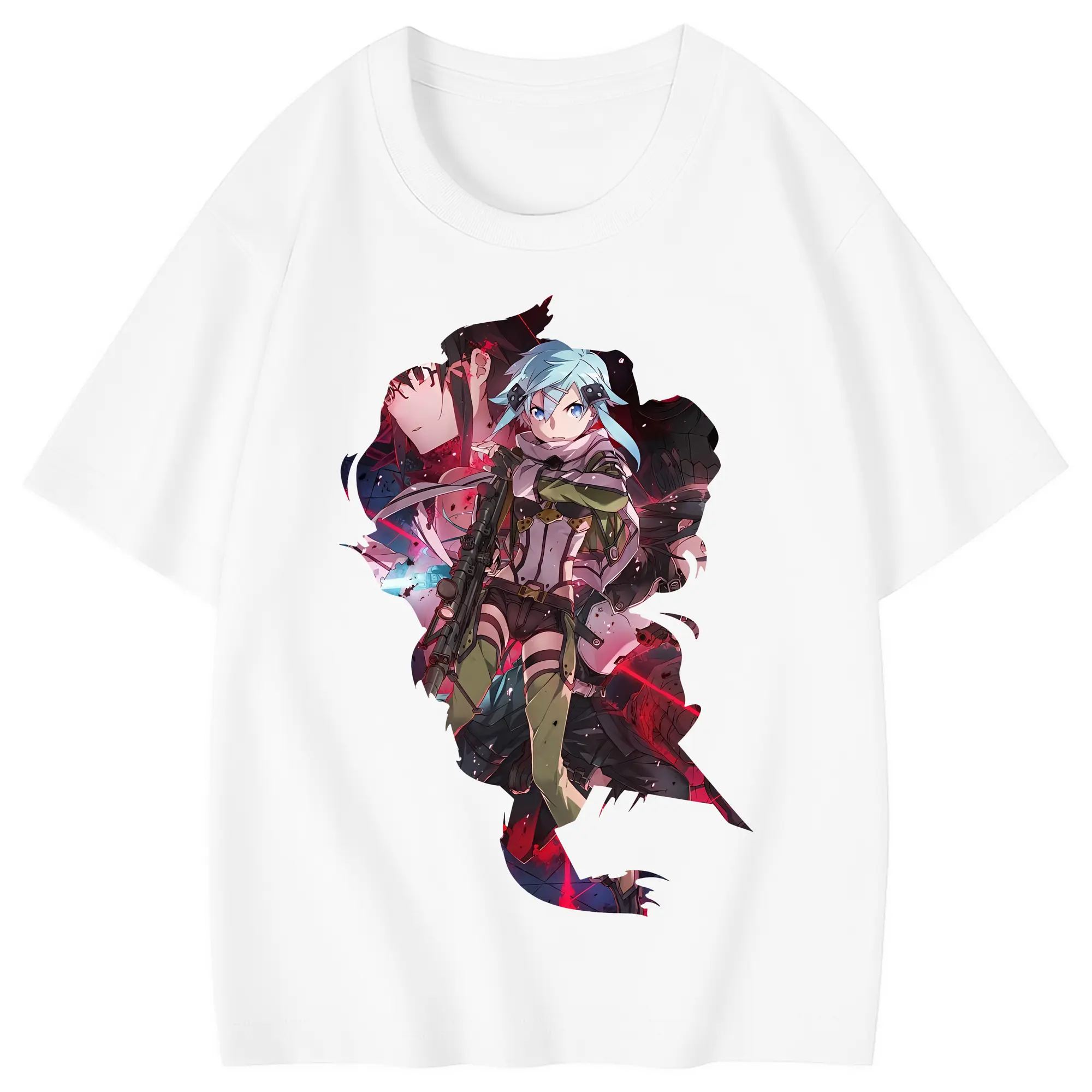 ソードアートオンライン グッズ シノン - 綿100％ キッズTシャツ ・ フロントプリント ・ 快適 通気性 ・ スポーツ カジュアル 散歩用