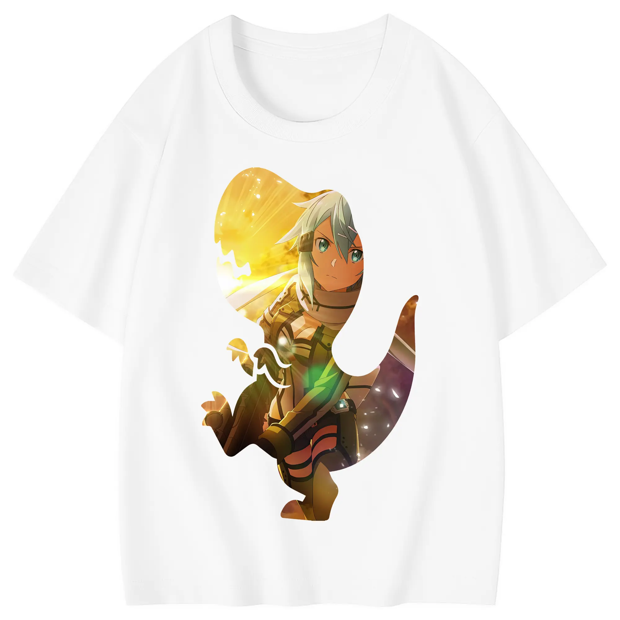 ソードアートオンライン グッズ シノン - 綿100％ キッズTシャツ ・ フロントプリント ・ 快適 通気性 ・ スポーツ カジュアル 散歩用