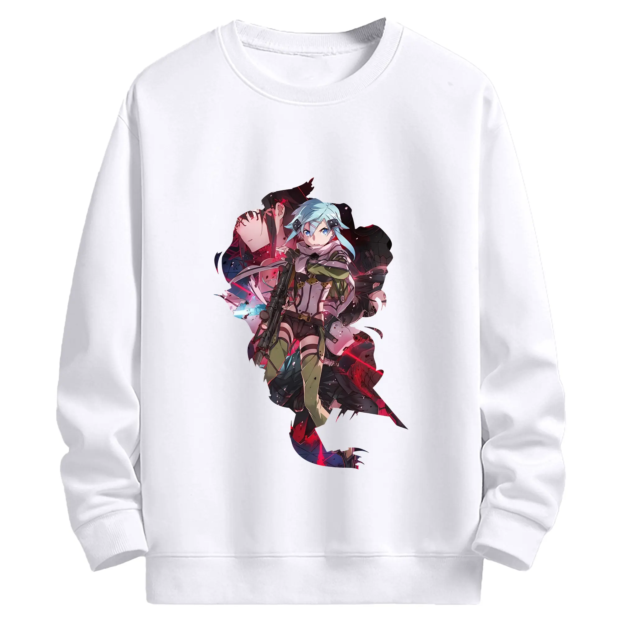 ソードアートオンライン グッズ シノン - 高品質 クルーネック スウェット ・ コットン59％ ポリエステル41％ ・ ユニセックス 長袖 トレーナー ・ カジュアル デイリー スポーツ 散歩用