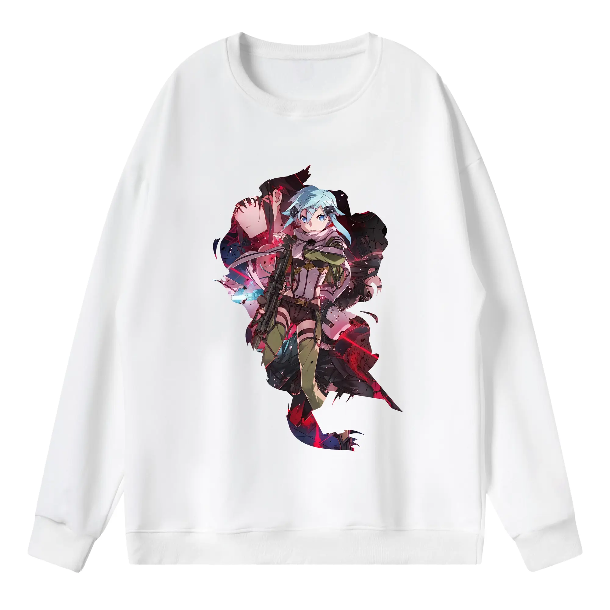 ソードアートオンライン グッズ シノン - 薄手 クルーネック スウェット 裏毛260g · ポリエステル 春秋向け カジュアル 男女兼用 · トレーナー デイリー スポーツ 散歩に最適