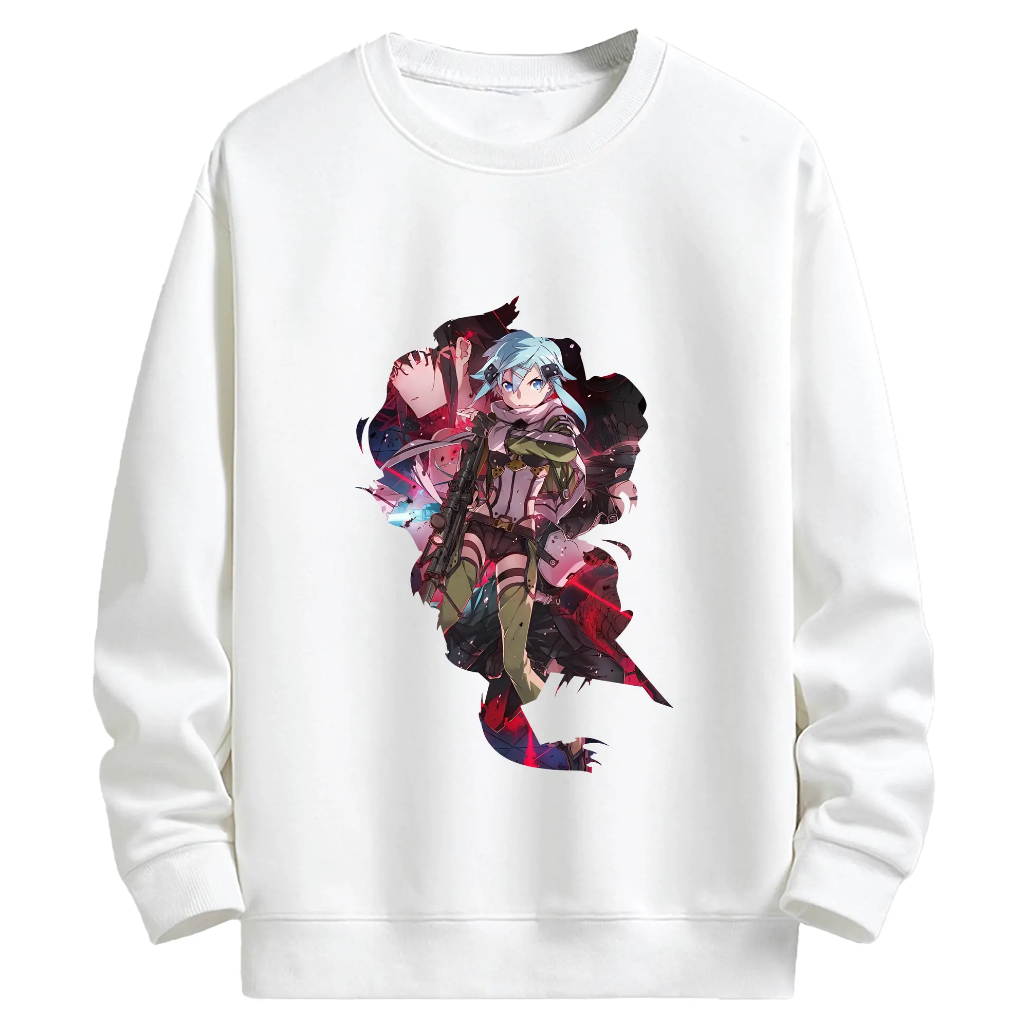 ソードアートオンライン グッズ シノン - キッズ クルーネックスウェットシャツ ・ フロントプリント ・ 綿80％ ポリエステル20％ ・ 快適 通学 スポーツ 日常使い お散歩用