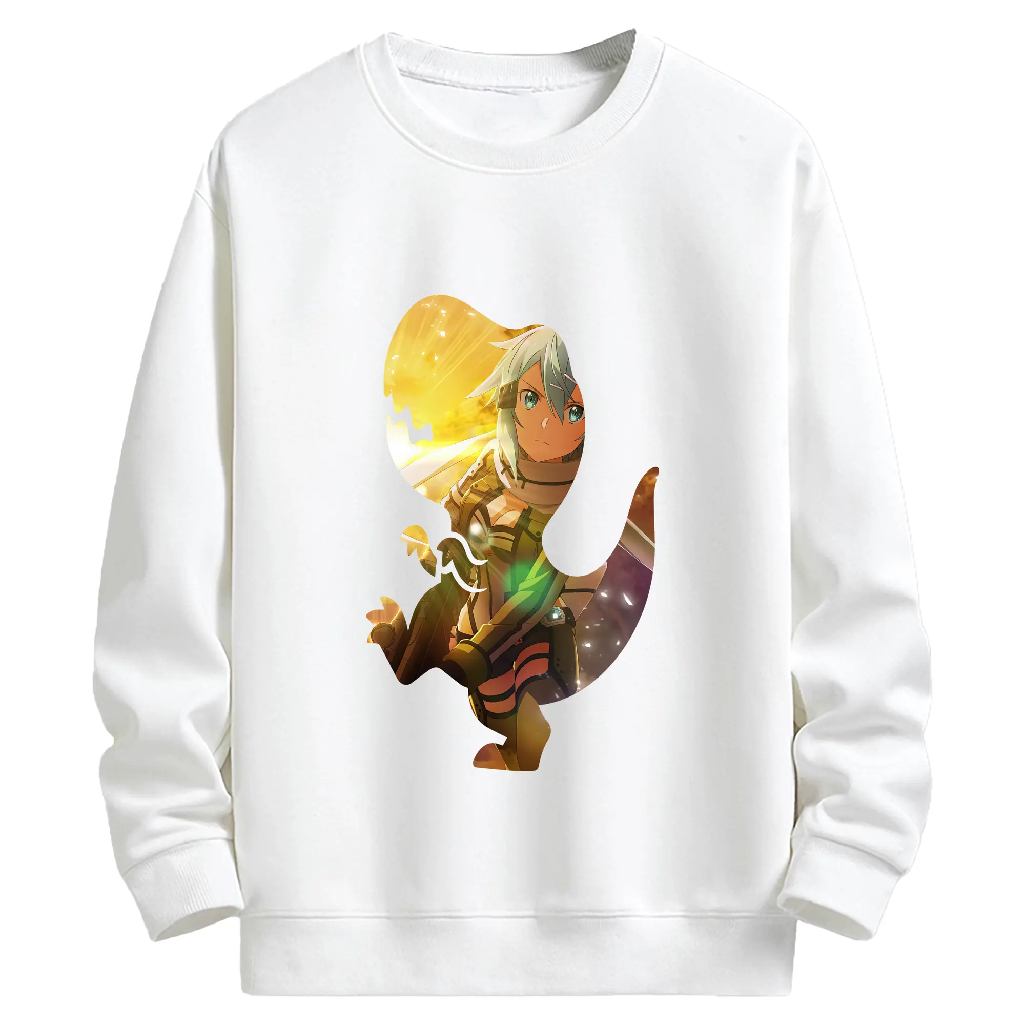 ソードアートオンライン グッズ シノン - キッズ クルーネックスウェットシャツ ・ フロントプリント ・ 綿80％ ポリエステル20％ ・ 快適 通学 スポーツ 日常使い お散歩用