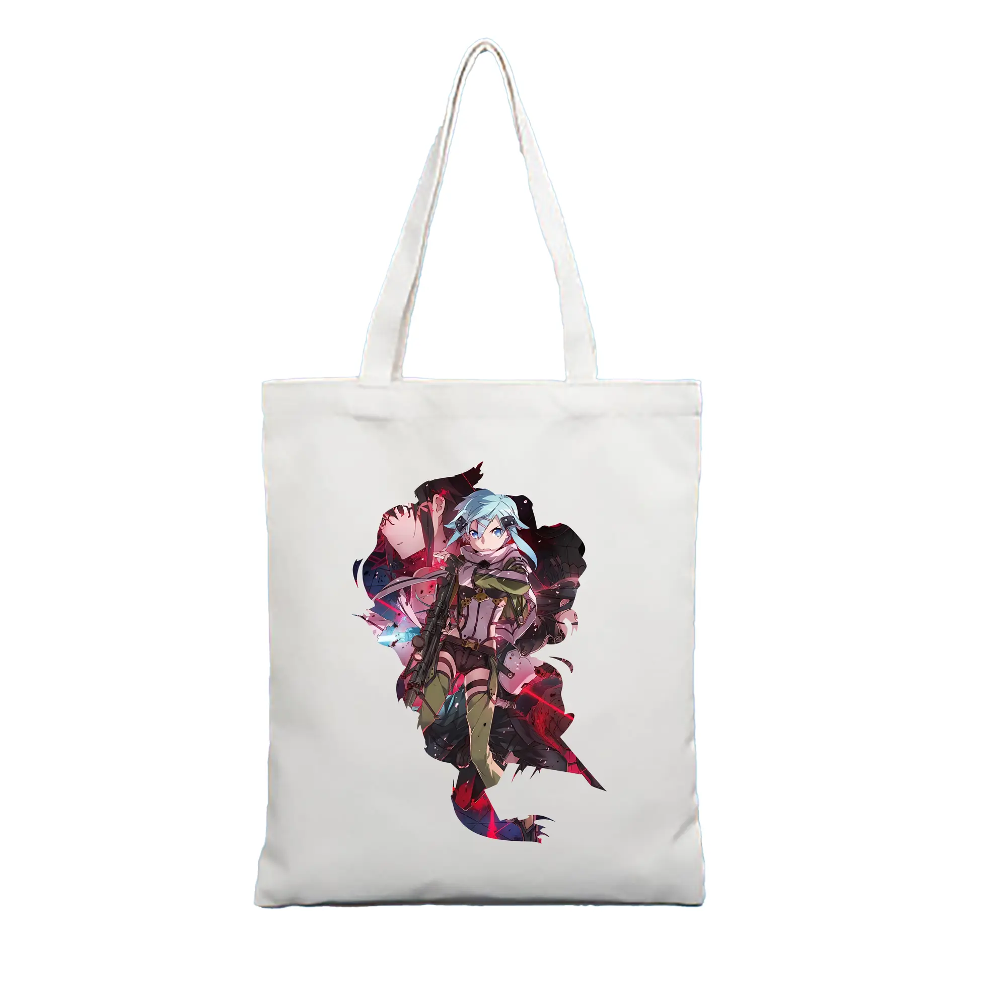 ソードアートオンライン グッズ シノン - 縦型キャンバス手提げバッグ（トートバッグ） ・ キャンバス素材 ・ ショッピング用 ・ 軽量 丈夫 お手入れ簡単