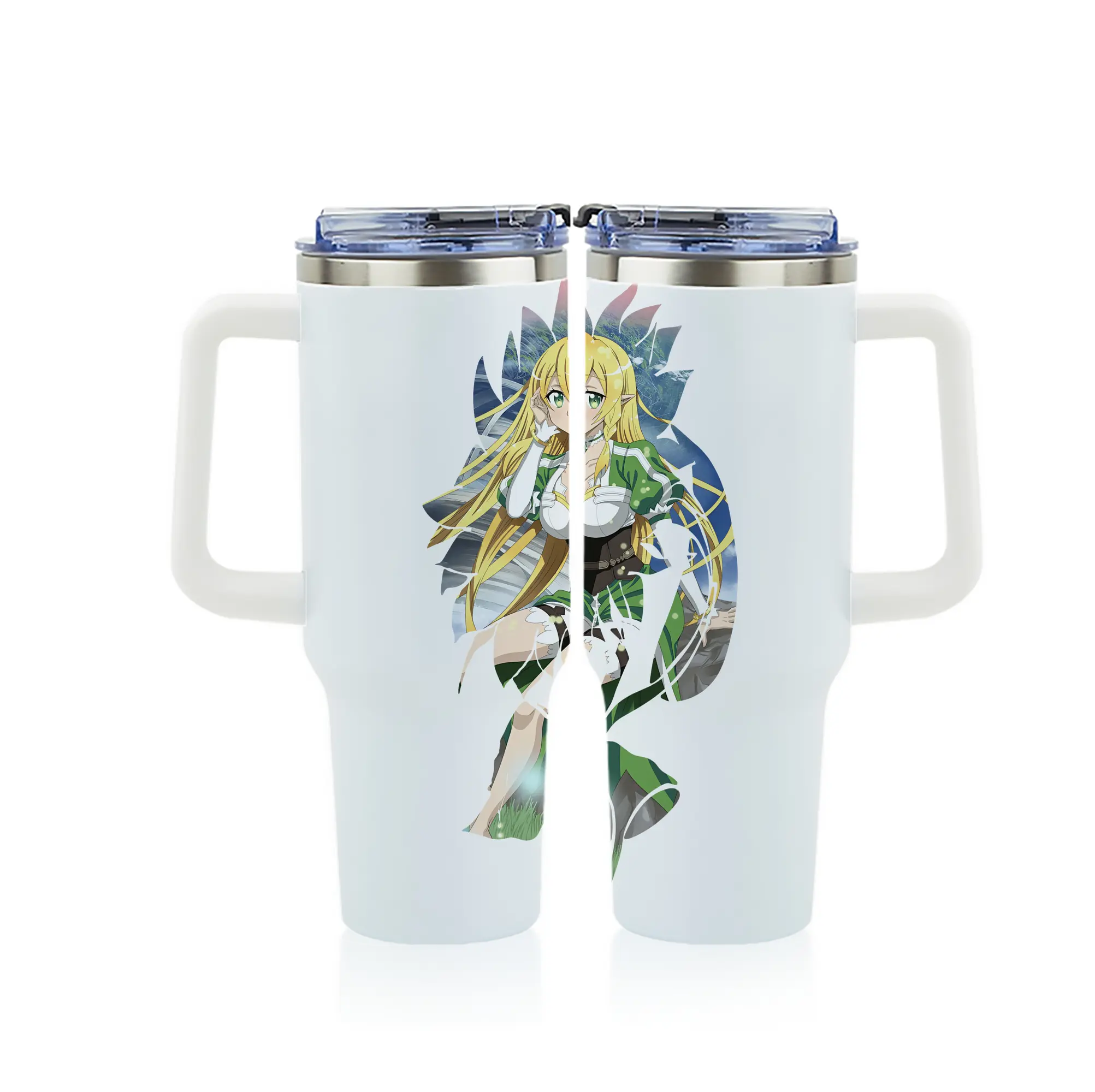 ソードアートオンライン グッズ リーファ - 1200mL フルプリント車用タンブラー ・ 304ステンレス 内側 ・ 201ステンレス 外側 ・ 保温 保冷 ・ 通勤 ドライブ アウトドア用