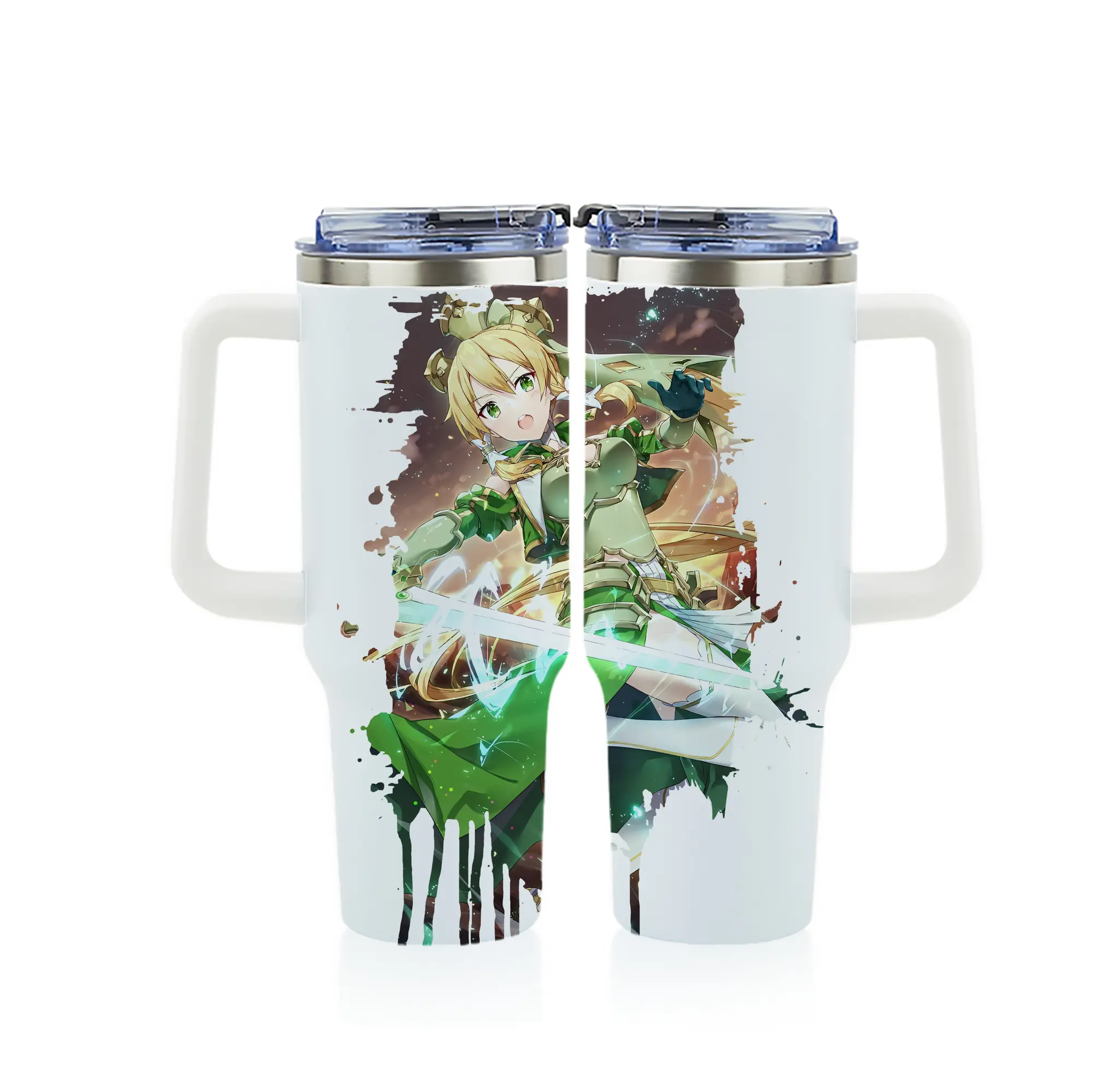 ソードアートオンライン グッズ リーファ - 1200mL フルプリント車用タンブラー ・ 304ステンレス 内側 ・ 201ステンレス 外側 ・ 保温 保冷 ・ 通勤 ドライブ アウトドア用