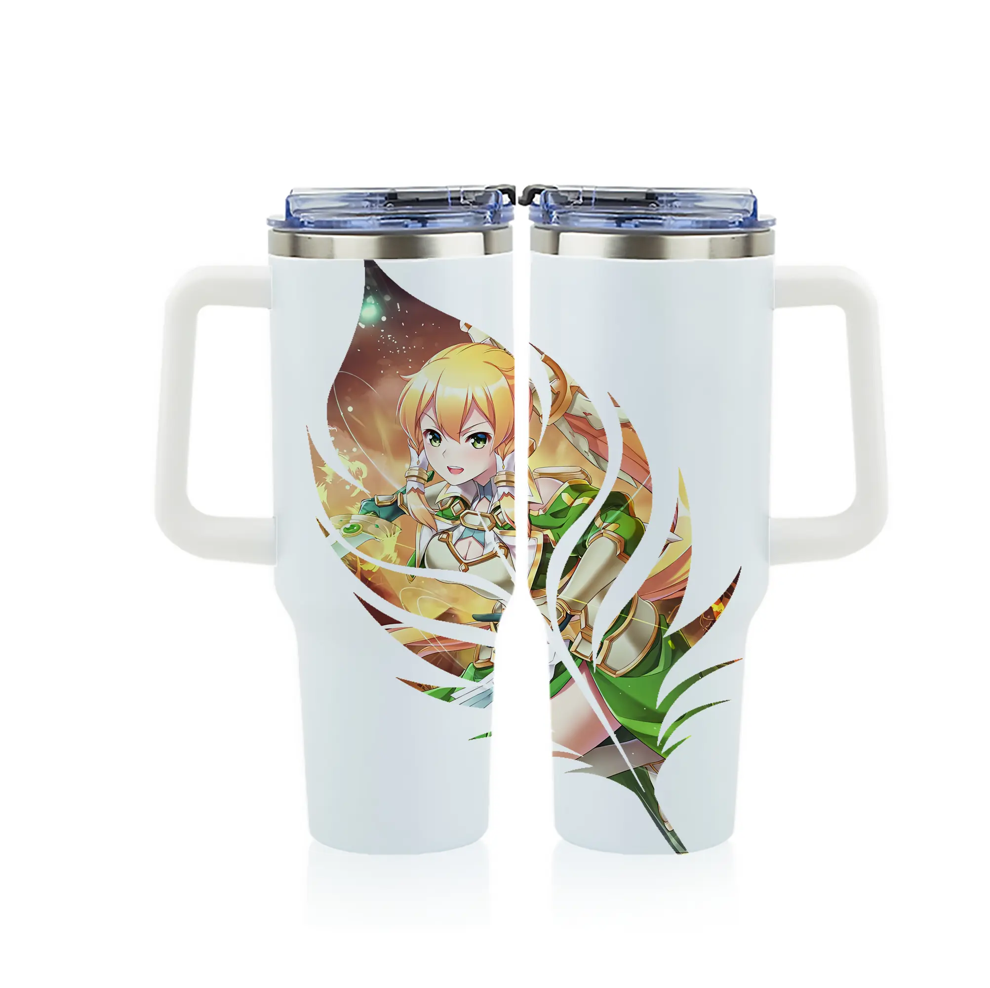 ソードアートオンライン グッズ リーファ - 1200mL フルプリント車用タンブラー ・ 304ステンレス 内側 ・ 201ステンレス 外側 ・ 保温 保冷 ・ 通勤 ドライブ アウトドア用