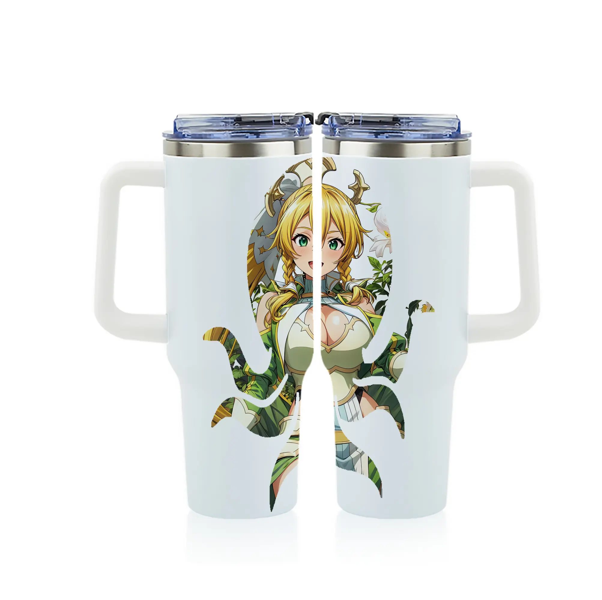 ソードアートオンライン グッズ リーファ - 1200mL フルプリント車用タンブラー ・ 304ステンレス 内側 ・ 201ステンレス 外側 ・ 保温 保冷 ・ 通勤 ドライブ アウトドア用