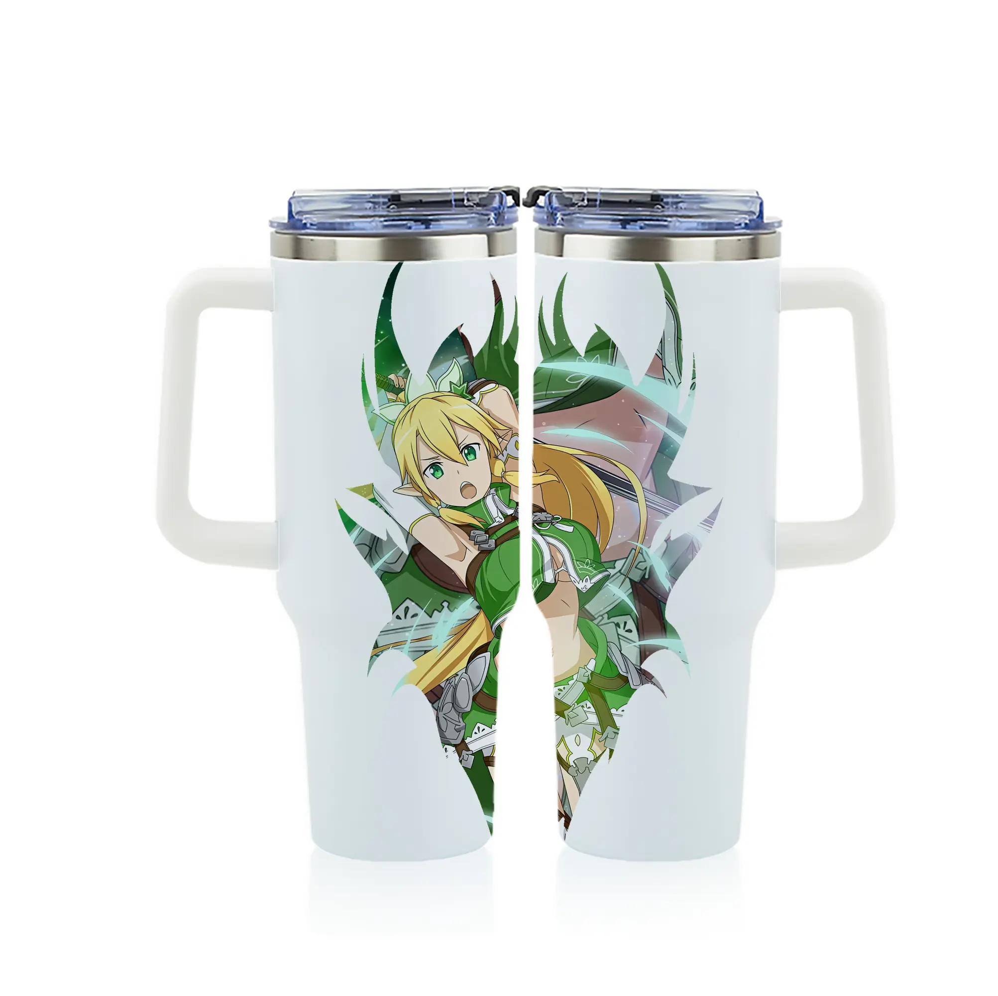 ソードアートオンライン グッズ リーファ - 1200mL フルプリント車用タンブラー ・ 304ステンレス 内側 ・ 201ステンレス 外側 ・ 保温 保冷 ・ 通勤 ドライブ アウトドア用